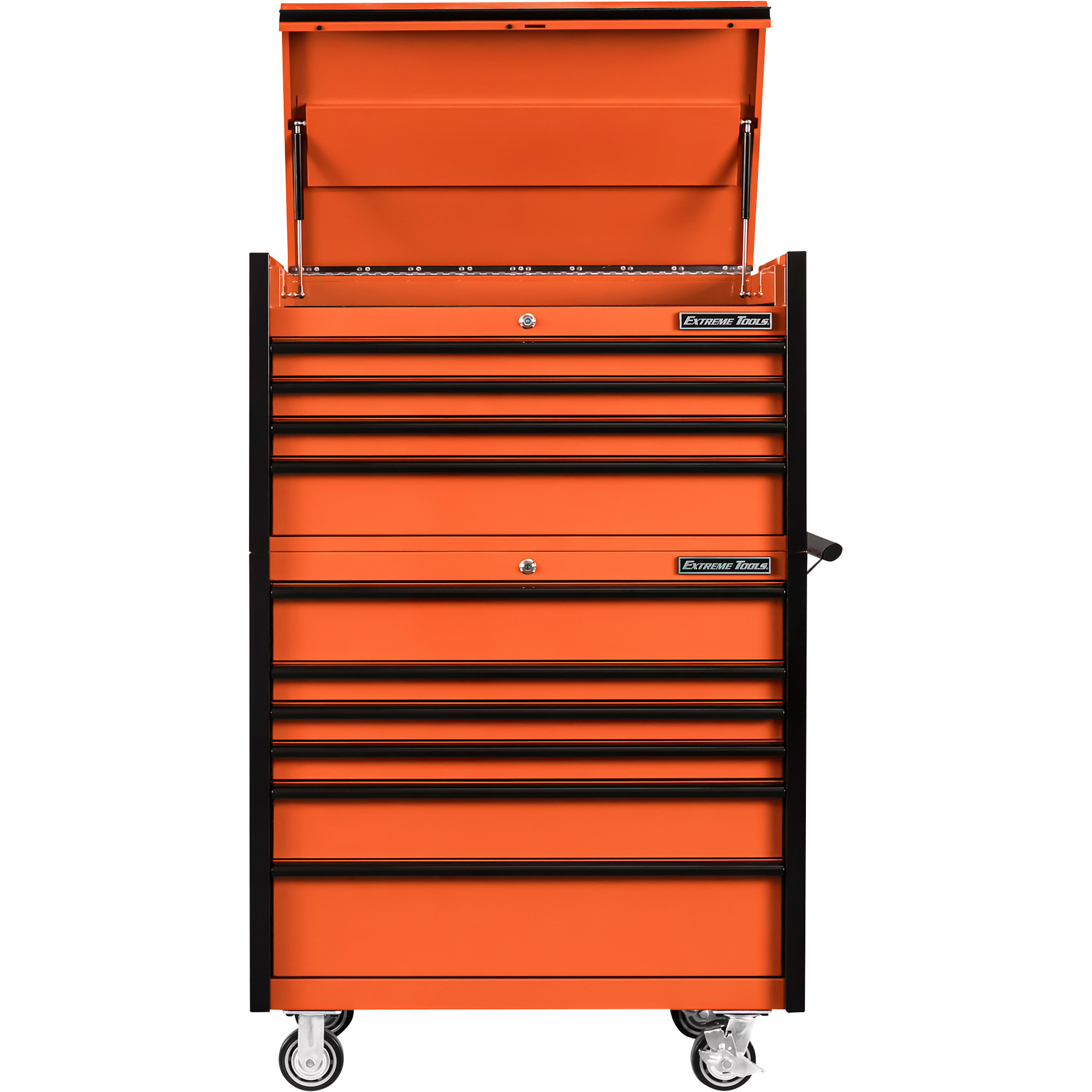 4-Drawer Top Chest/6-Drawer Roller Cabinet Combo — 41Inch W x 25Inch D x 64Inch H, Orange/Black, Model - Extreme Tools DX4110CROK