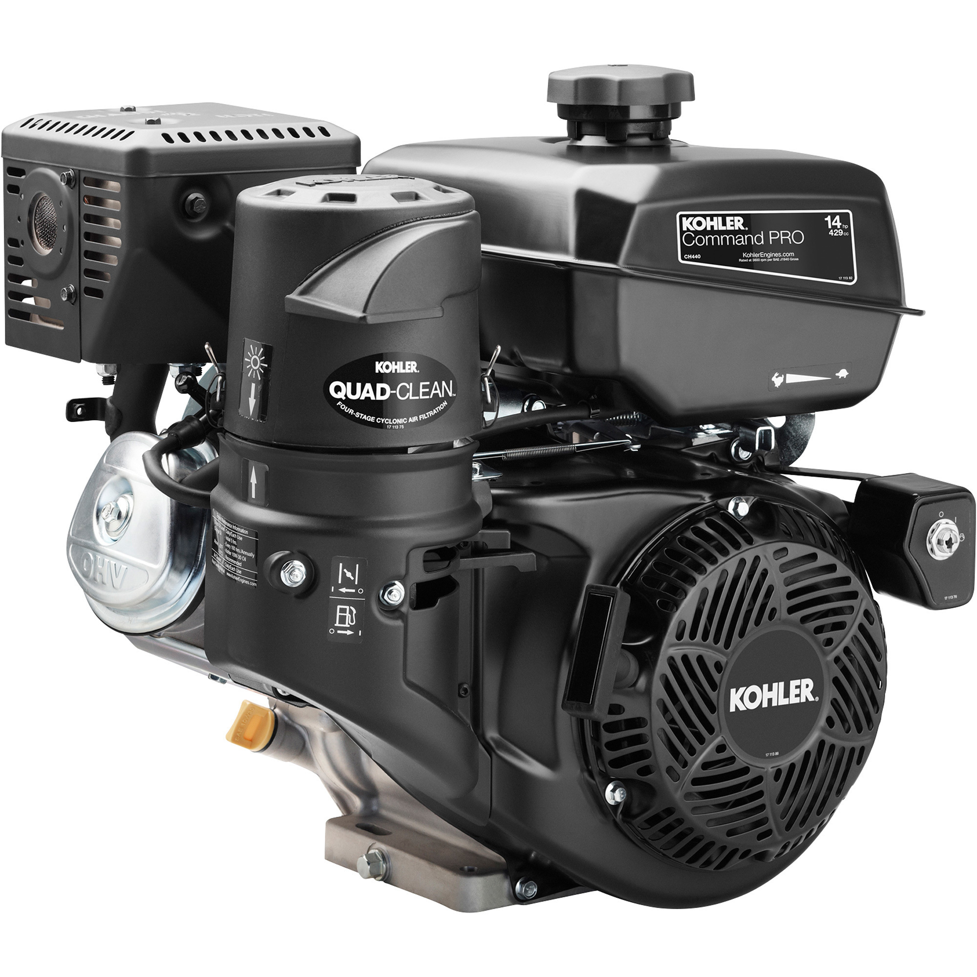 Kohler Command PRO Horizontal OHV Engine with Electric/Recoil Start â 3600 RPM, 429cc, 1Inch x 3.49Inch Shaft, Model PA-CH440-3270