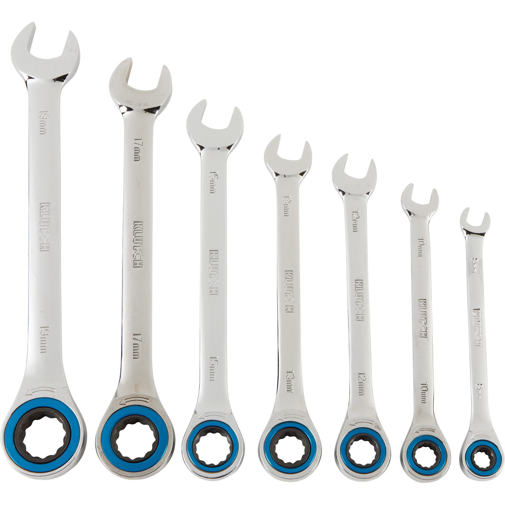 Klutch ZERO Degree Gearless Ratcheting Wrench Set, 7-Piece, 12-Pt., Metric