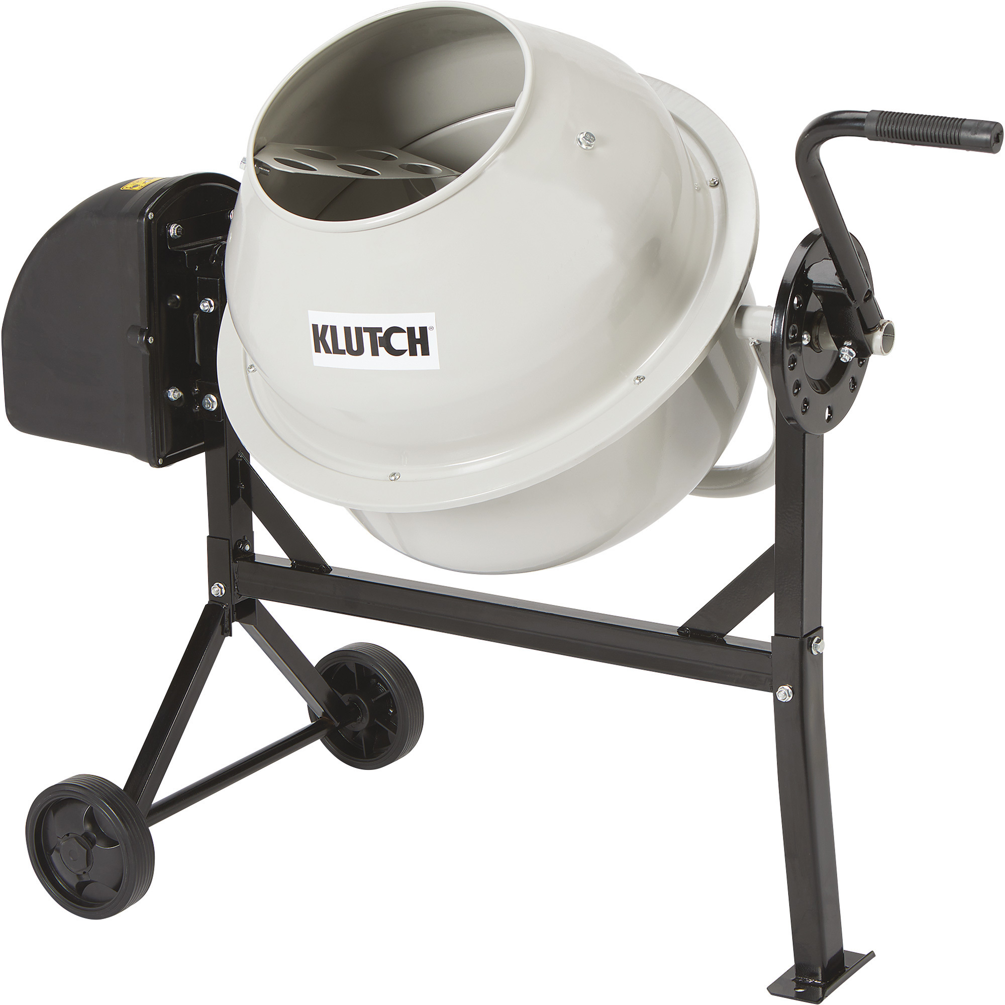 Klutch Electric Cement Mixer, 2.25 Cu. Ft. Drum, 1/3 HP, 120V Electric Motor