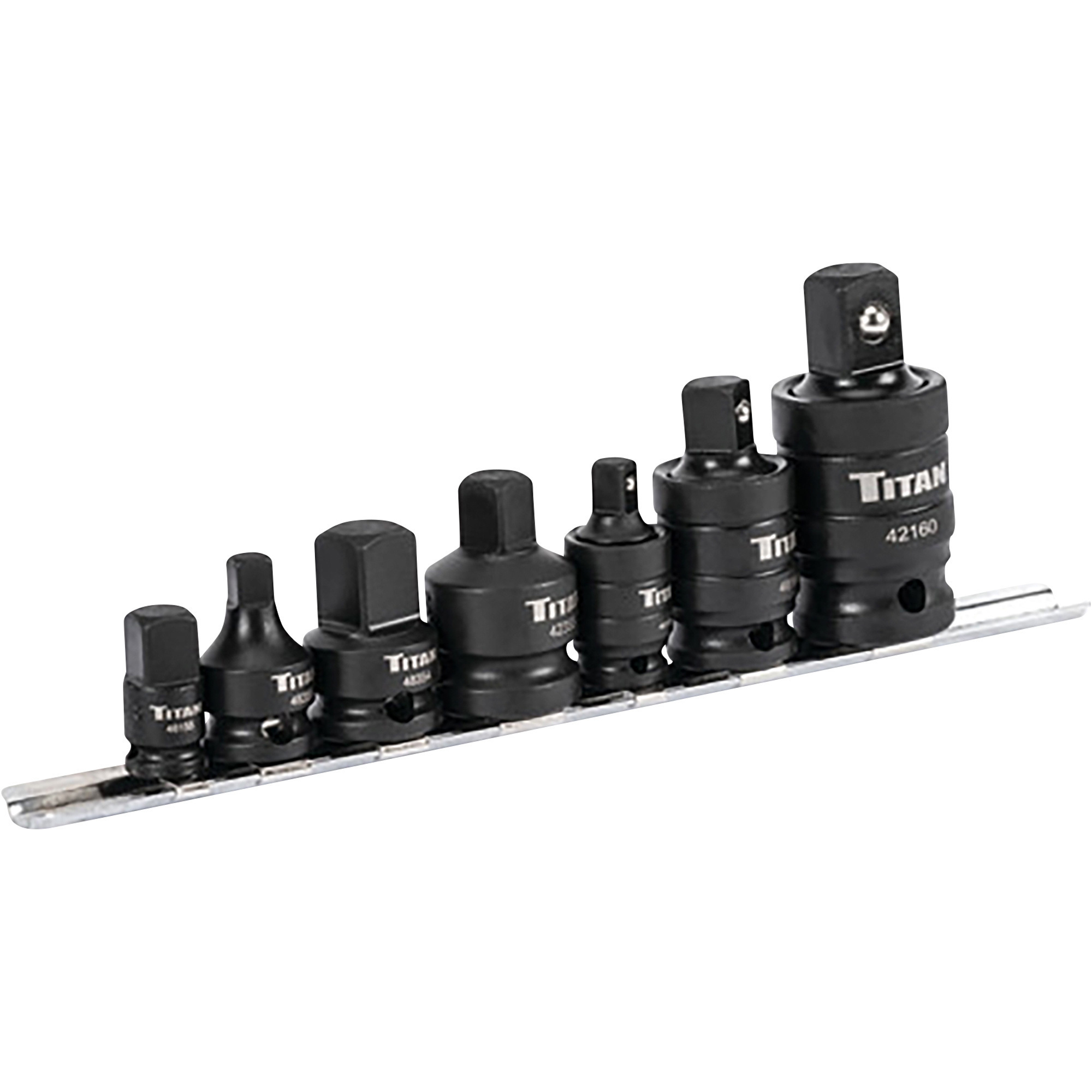 Klutch 7-Piece Impact Adapter and U-Joint Set, Chrome-Moly