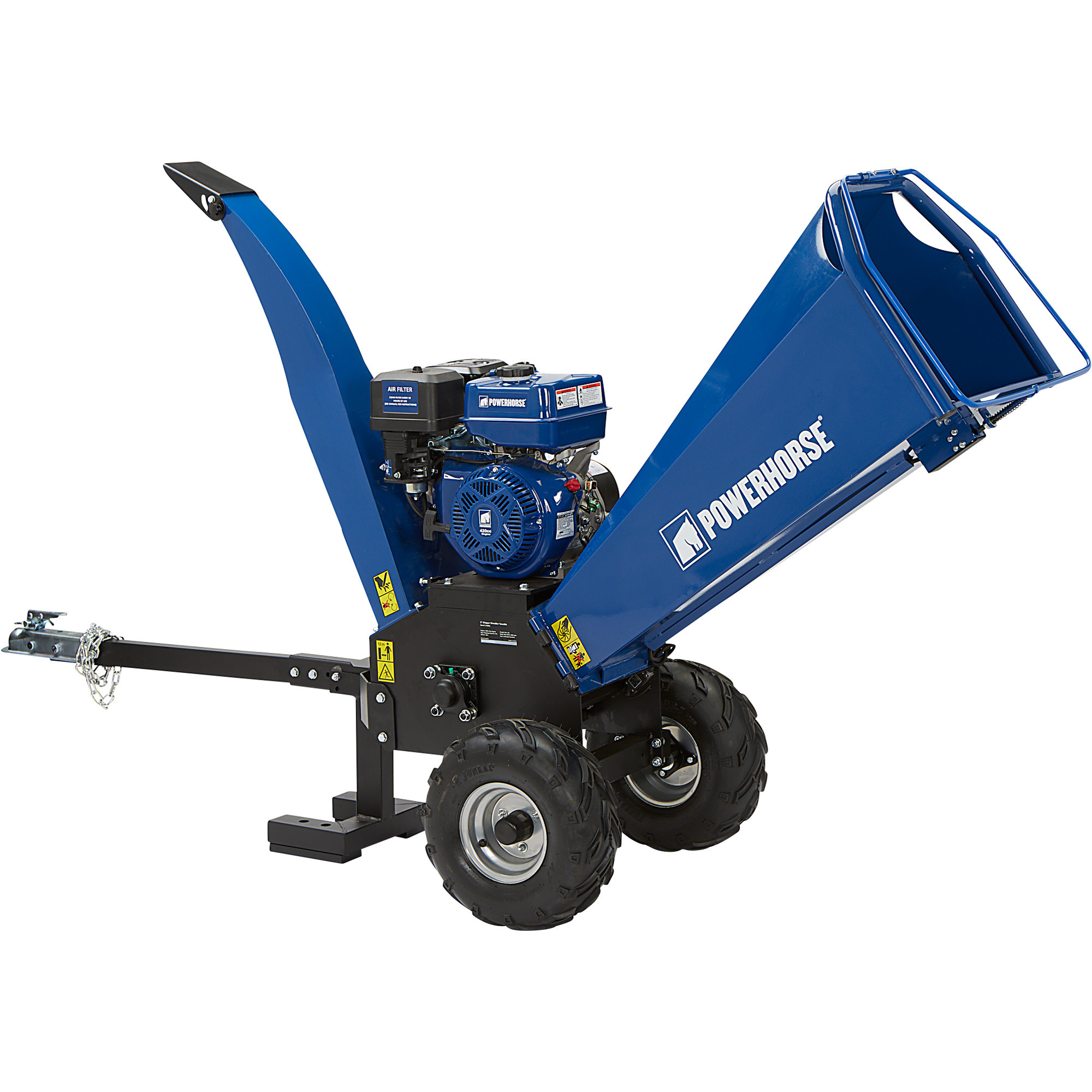 Powerhorse Towable Wood Chipper + Shredder, 420cc OHV Engine, 5Inch Chipping Capacity
