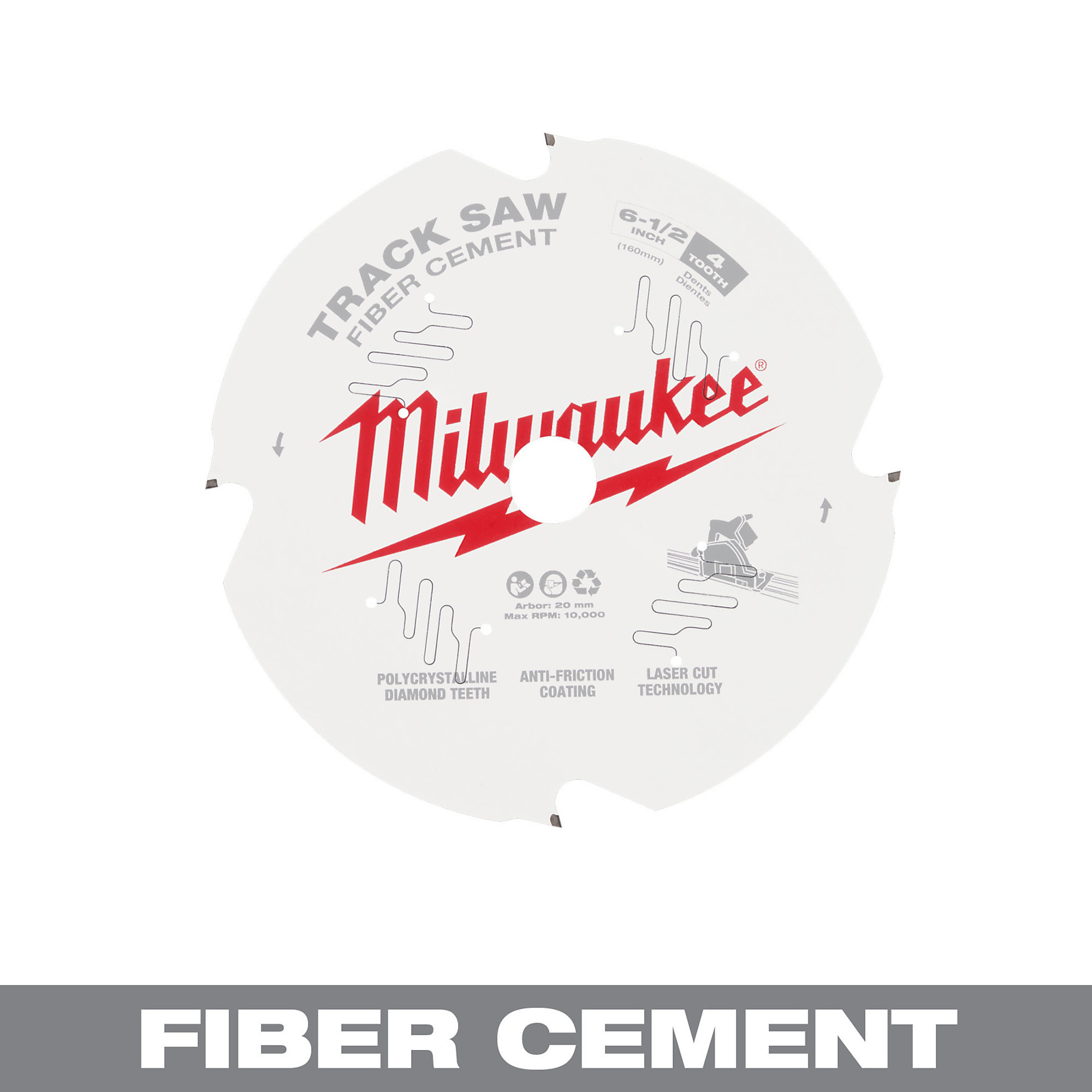 Milwaukee Fiber Cement Track Saw Blade, 6 1/2Inch, 4-Tooth, Model 48-40-0670