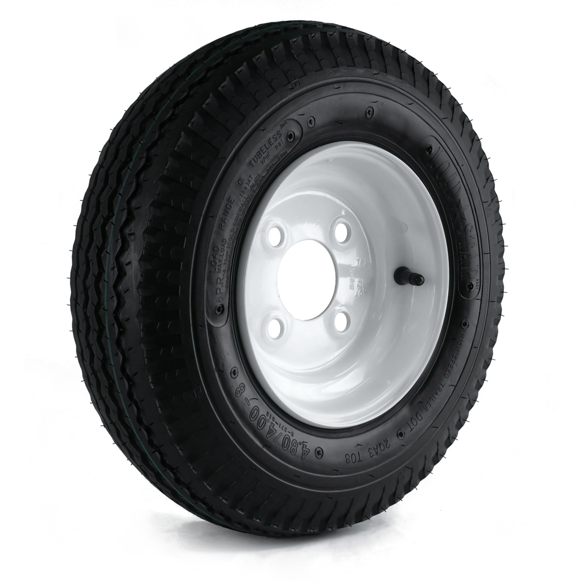 Kenda Loadstar 8Inch Bias-Ply Trailer Tire and Wheel Assembly â 480-8, 4-Hole, Load Range C, Model DM408C-4IN