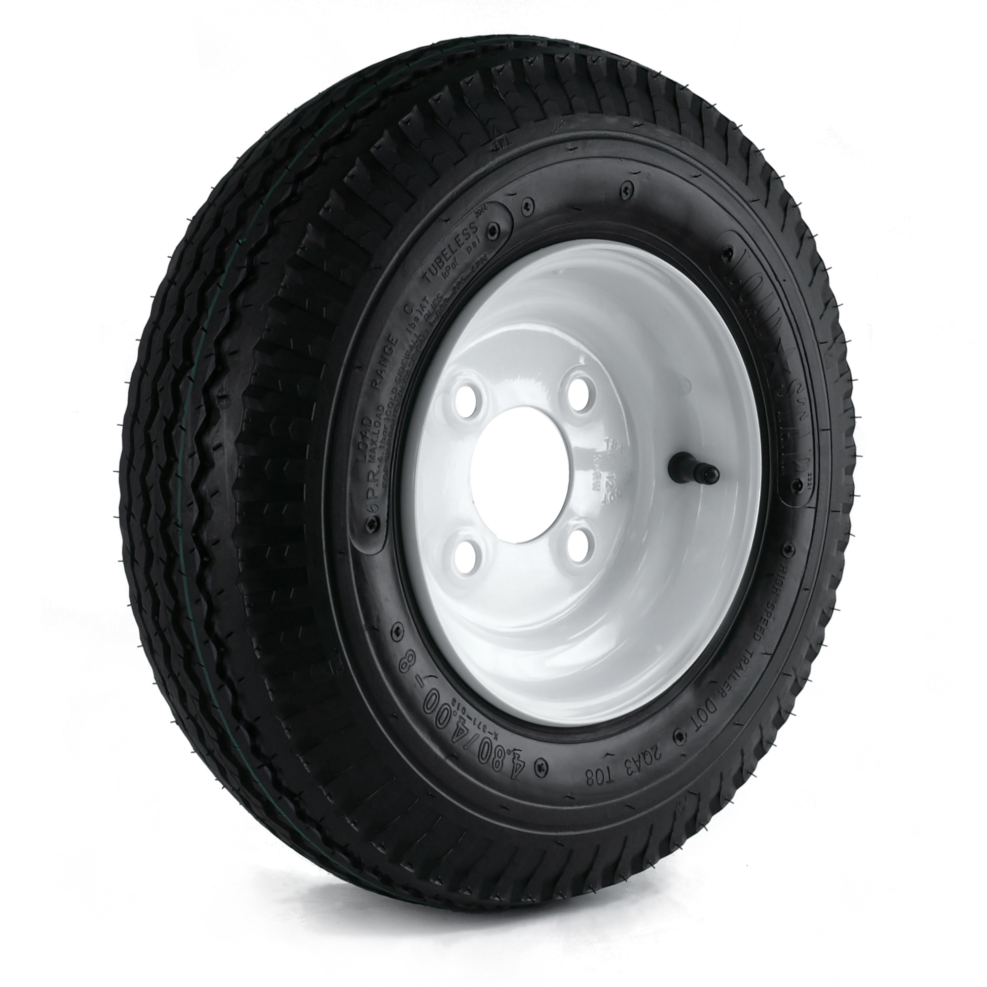 Kenda Loadstar 8Inch Bias-Ply Trailer Tire and Wheel Assembly â 16.5 x 4.80 x 8, 4-Hole, Load Range B, Model DM408B-4IN