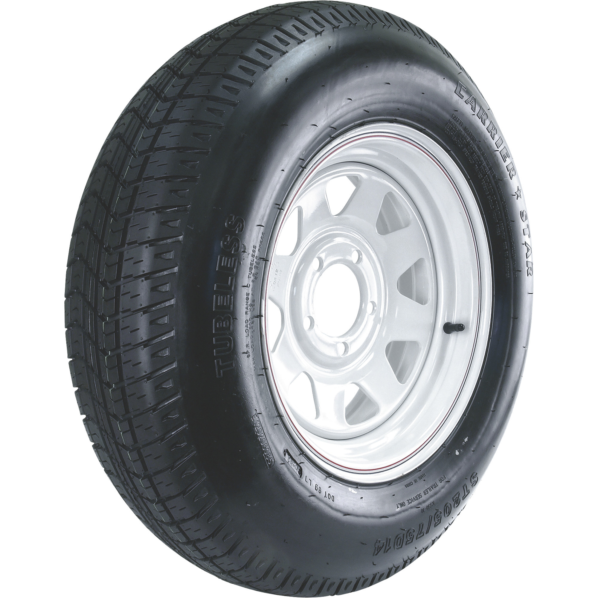 Martin Wheel Carrier Star 15Inch Bias Ply Trailer Tire and Wheel Assembly â ST205/75D-15, 5-Hole, Load Range C, Model DM205D5C-5CIN