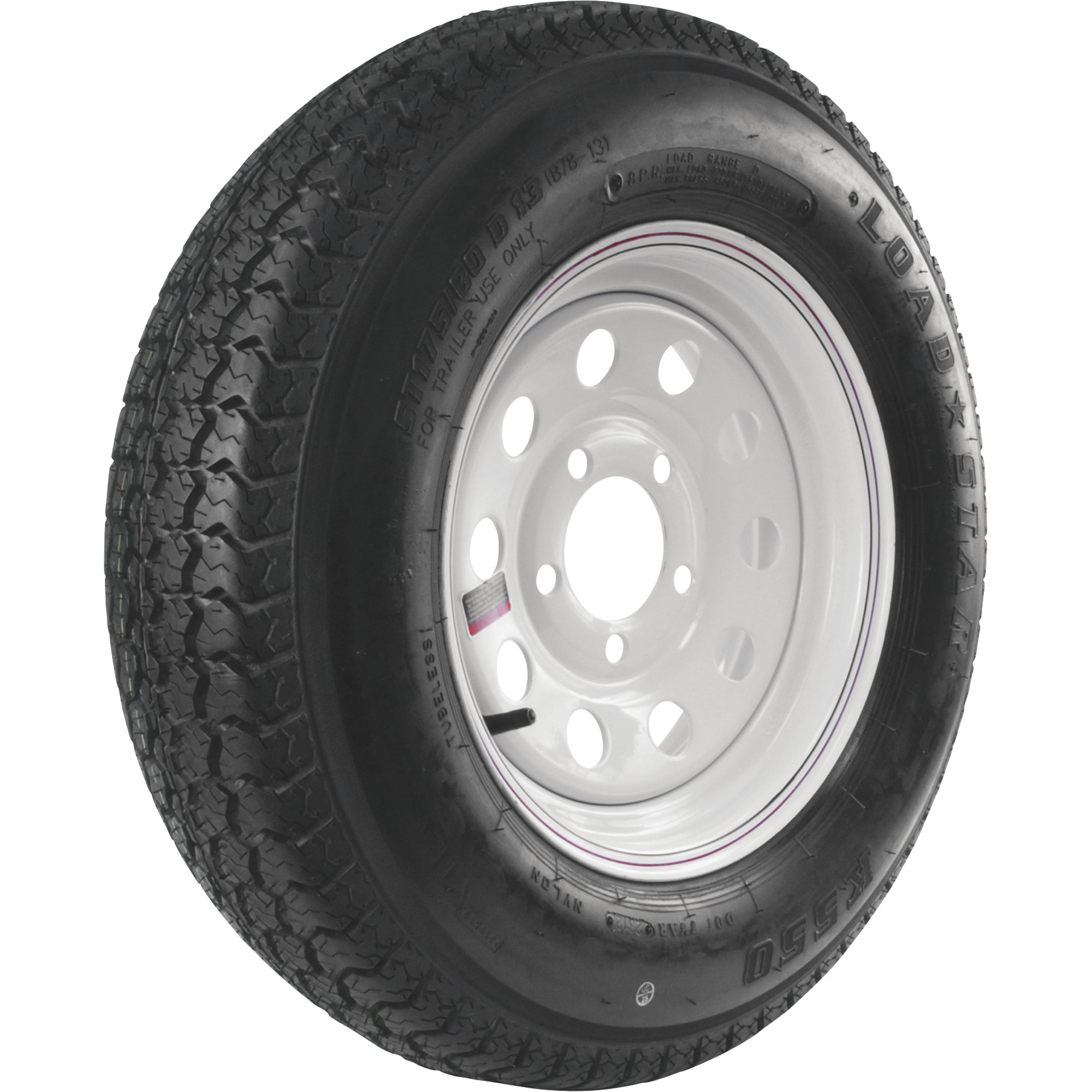 Kenda Loadstar 13Inch Bias-Ply Trailer Tire and Wheel Assembly â ST175/80D-13, 5-Hole, Load Range C, Model DM175D3C-5MMN