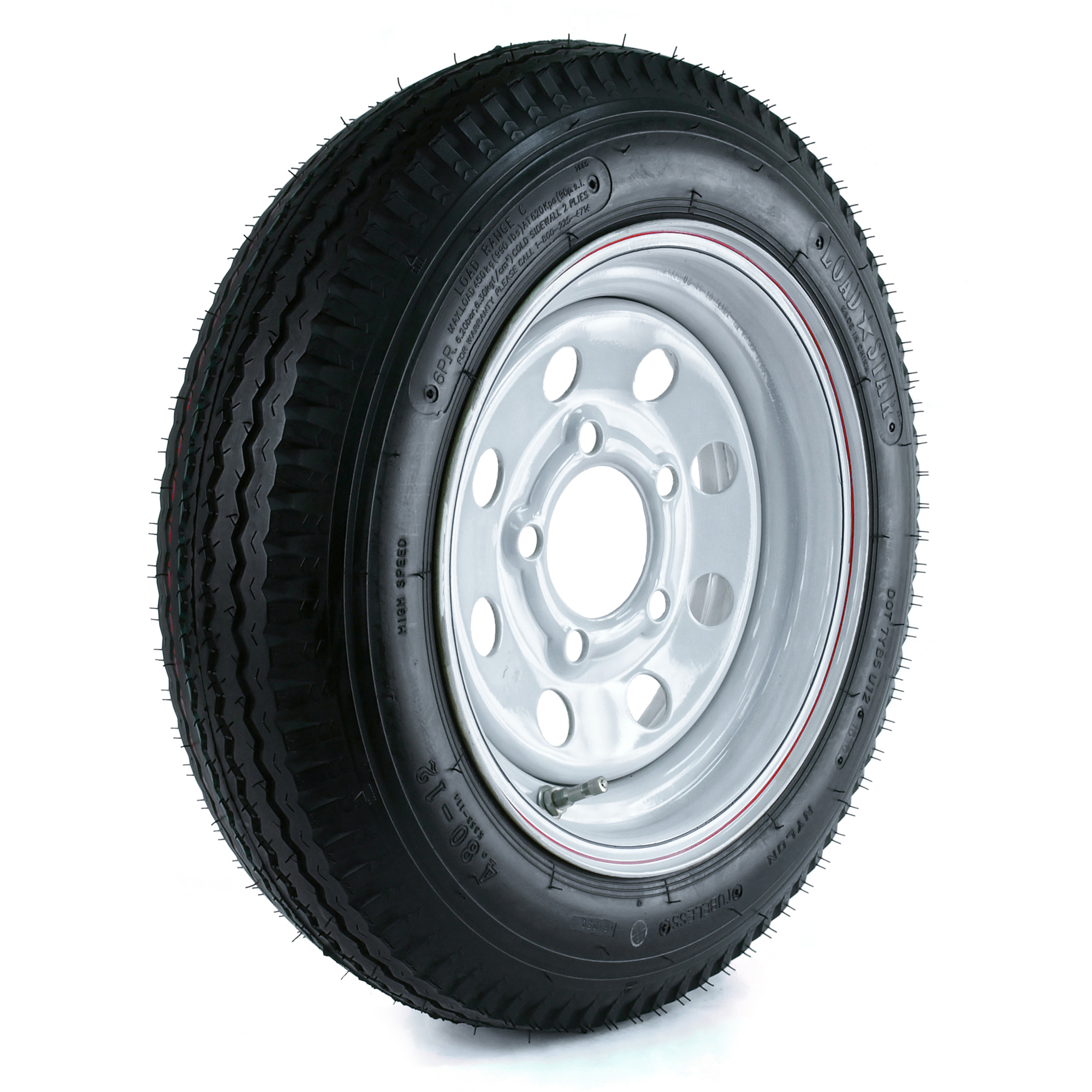 Kenda Loadstar 12Inch Bias-Ply Trailer Tire and Wheel Assembly â 20.5 x 4.80 x 12, 5-Hole, Load Range C, Model DM412C-5MMIN