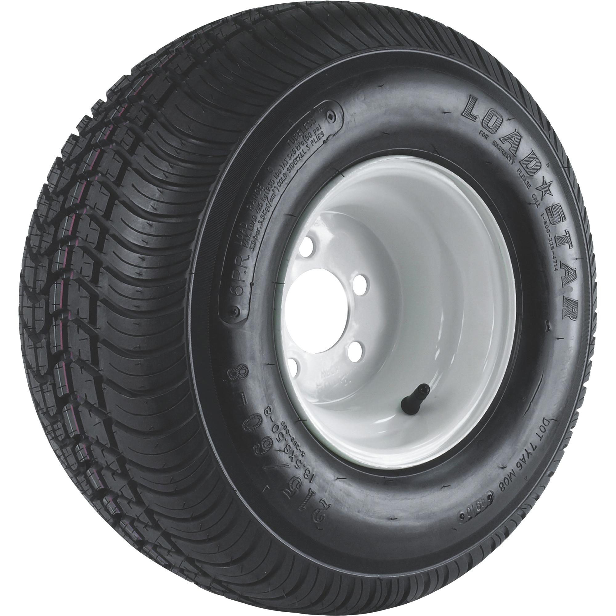 Kenda Loadstar 8Inch Bias-Ply Trailer Tire and Wheel Assembly â 215/60-8, 5-Hole, Load Range C, Model DM2568C-5IN
