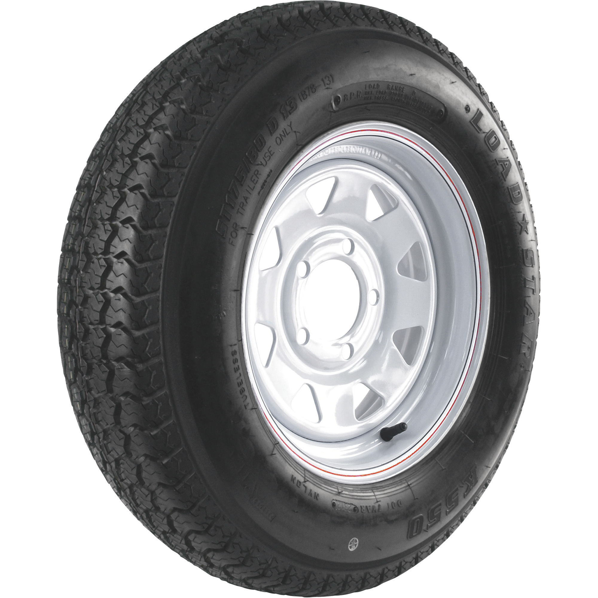 Kenda Loadstar Karrier 13Inch Bias-Ply Trailer Tire and Wheel Assembly â ST175/80D-13, 5-Hole, Load Range D, Model DM175D3D-5CI