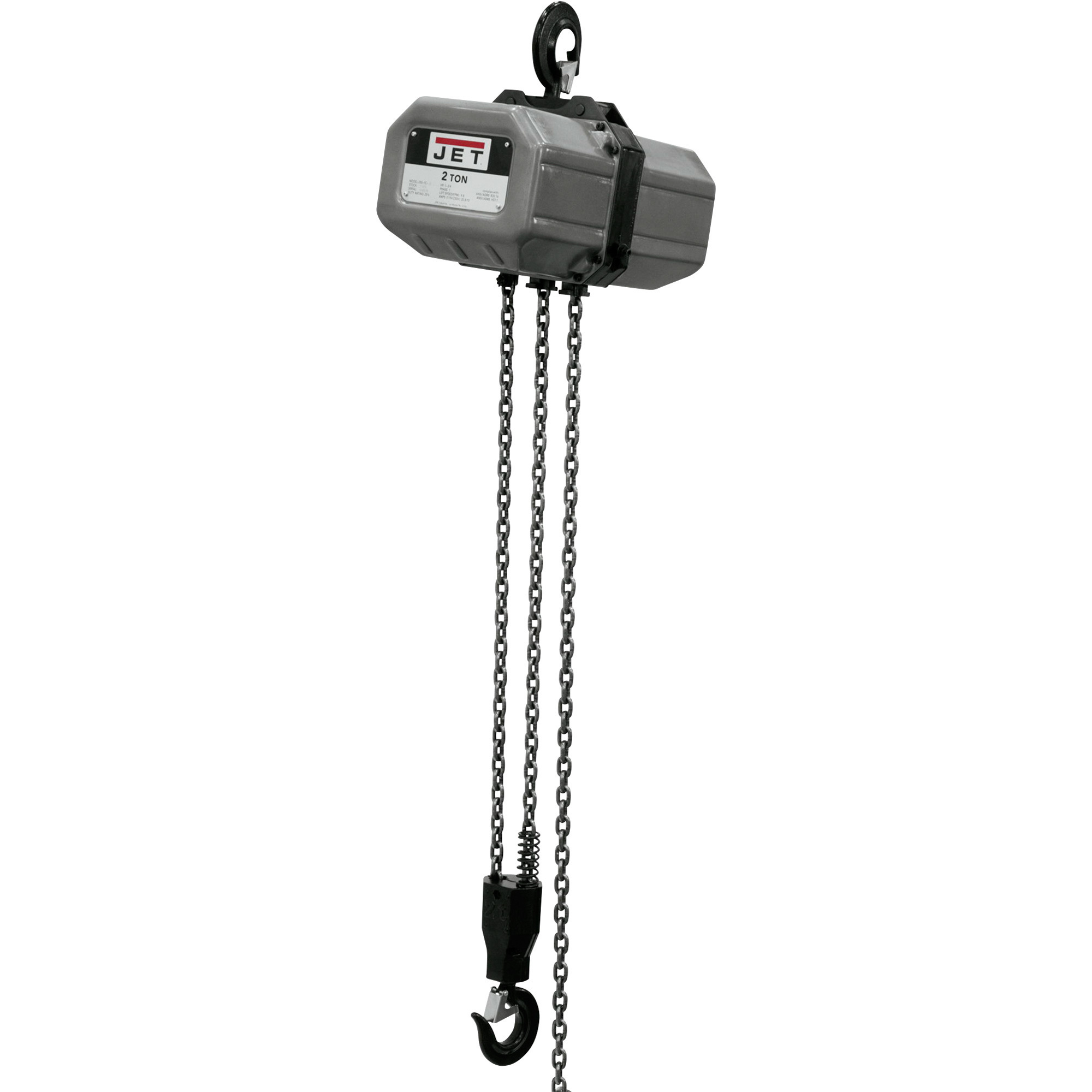 JET Electric Chain Hoist, 2-Ton Capacity, 20ft. Lift, 1 Phase, Model 2SS-1C-20