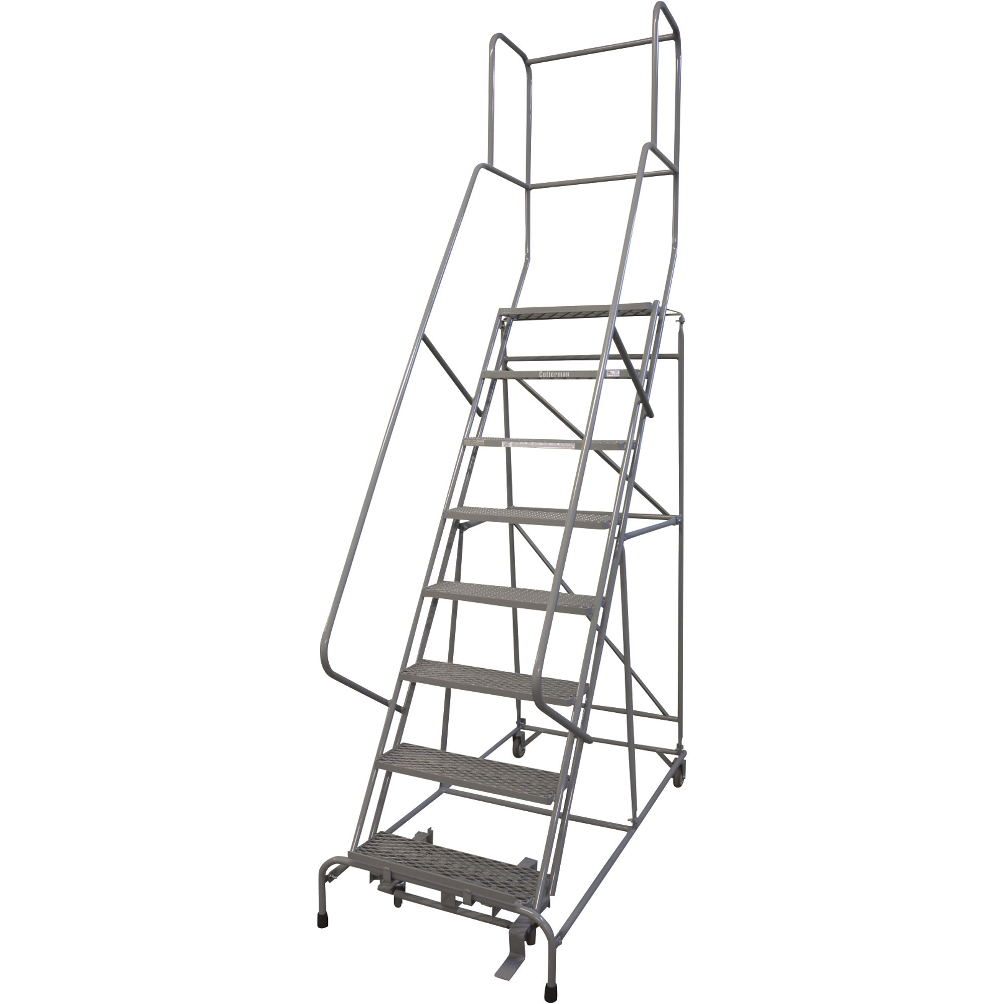 Cotterman (Rolling) Ladder w/CAL OSHA Rail Kit â 80Inch Max. Height, Model 1008R2632A1E10B4COC1P6