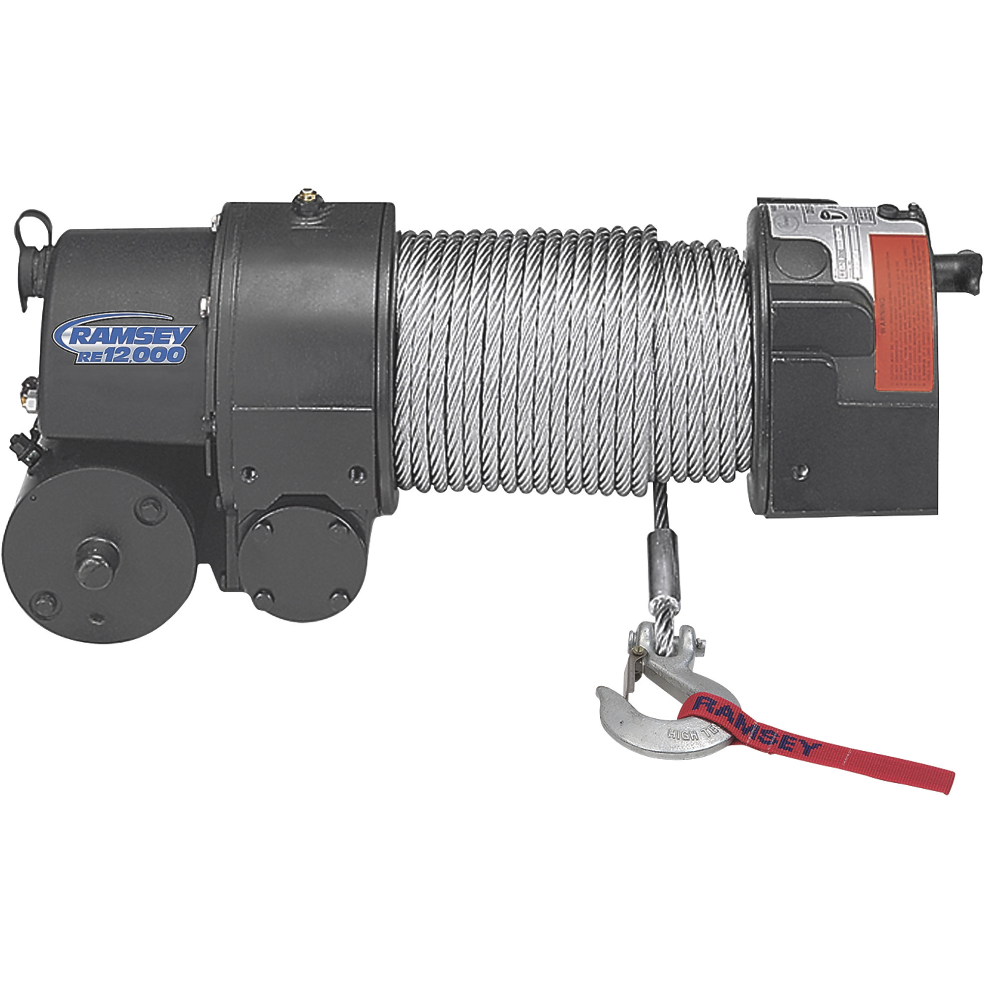 Ramsey Extra Heavy-Duty Front Mount 12 Volt DC Powered Electric Truck Winch â 12,000-Lb. Capacity, Galvanized Aircraft Cable, Model RE12000