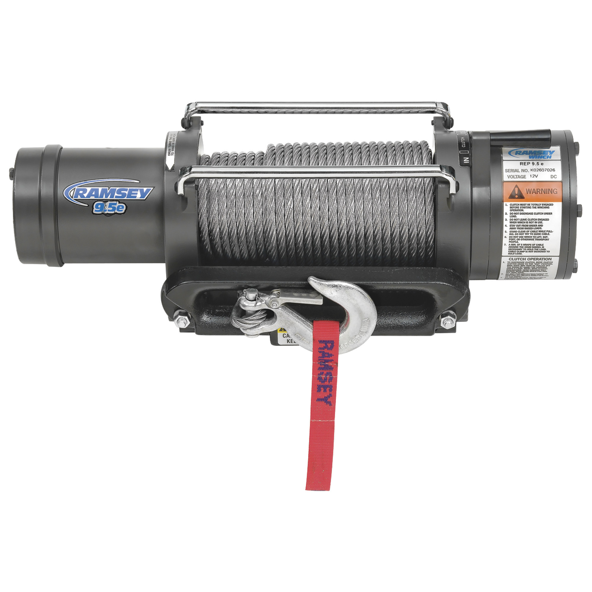 Ramsey 12 Volt DC Powered Electric Truck Winch â 9500-Lb. Capacity, Galvanized Aircraft Cable, Model REP 9.5E