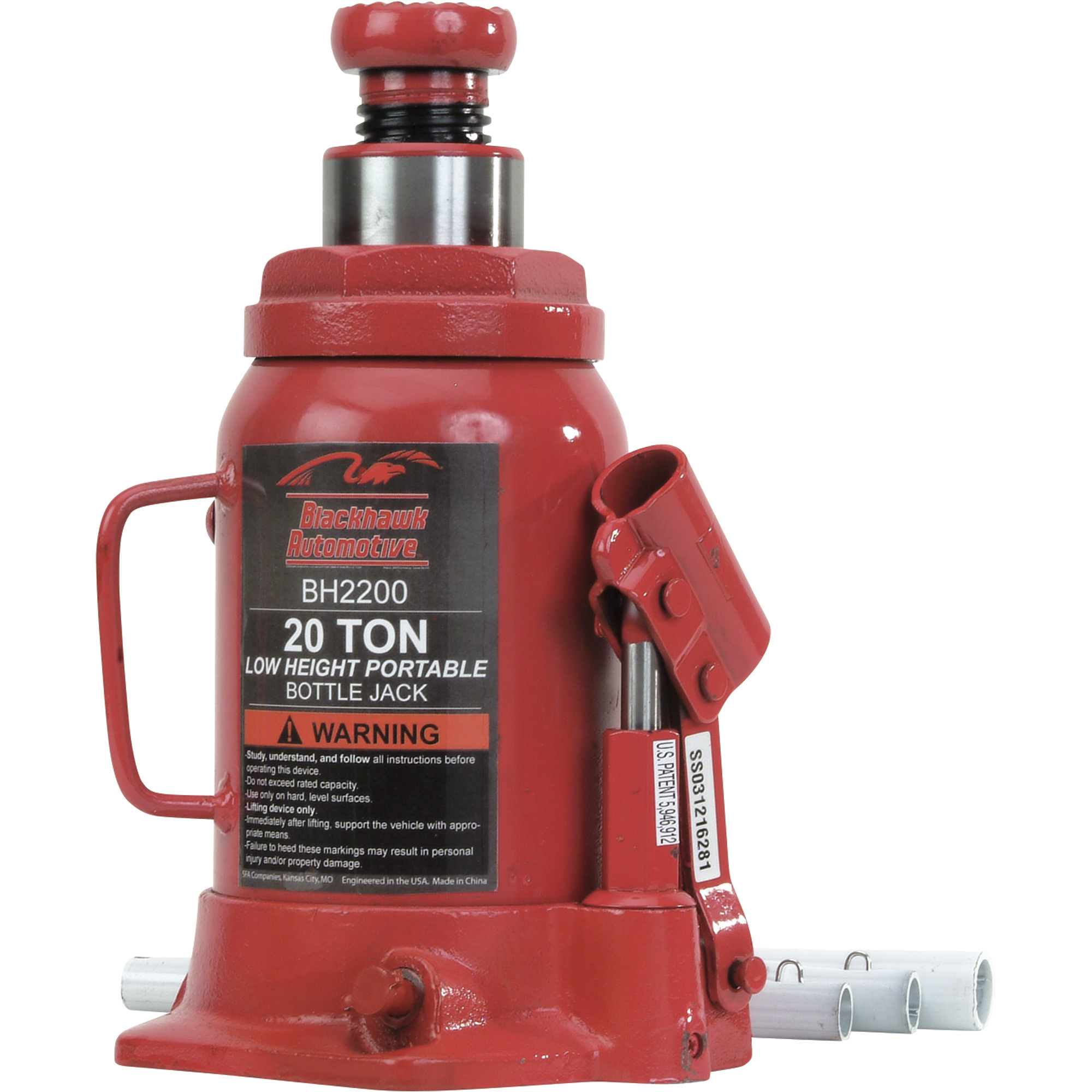 Blackhawk Automotive Heavy-Duty 20-Ton Hydraulic Bottle Jack, Model BH2200