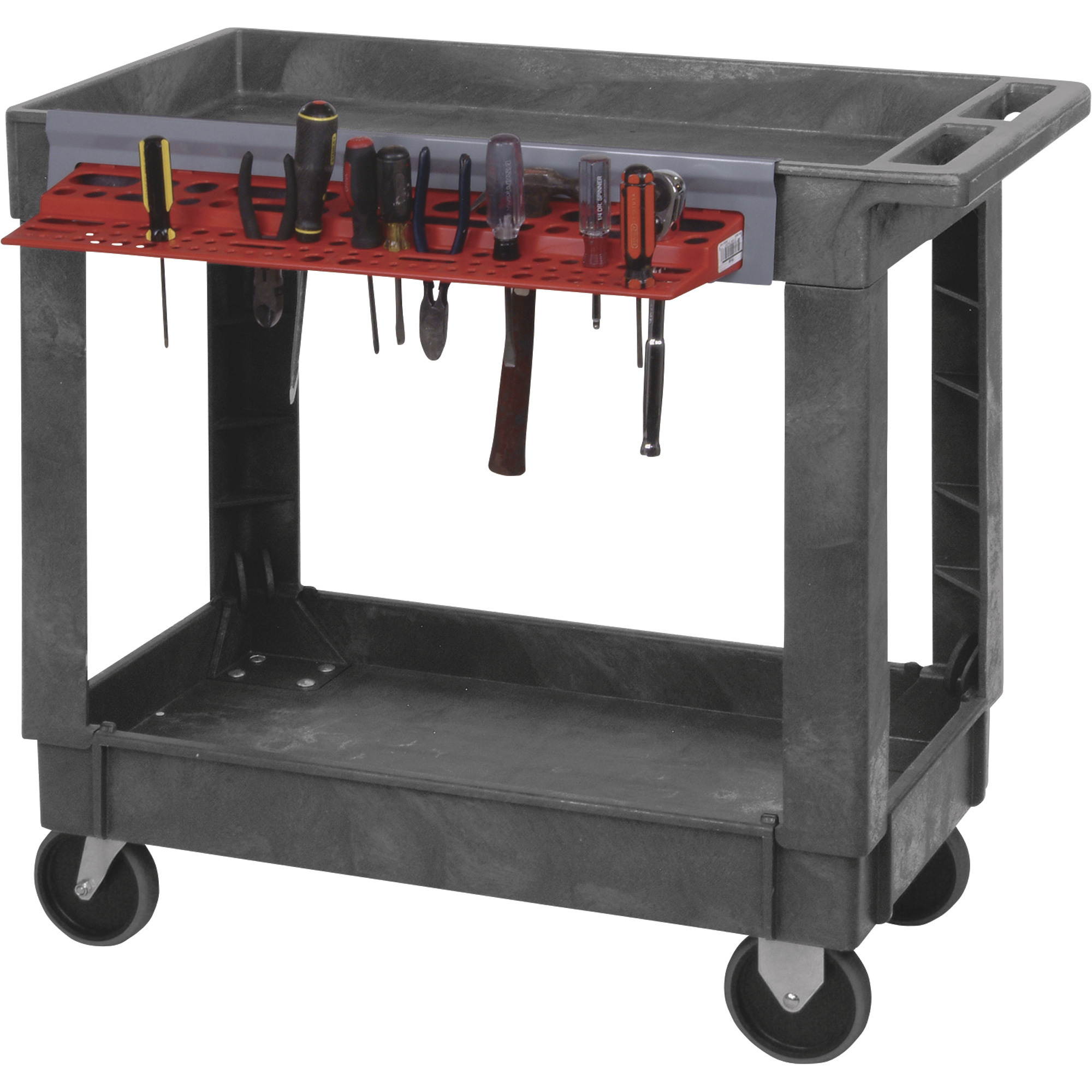 Quantum Industrial Plastic Cart, Tool Holder, 35Inch H, 2-Shelf, Model PC3518-33PCTH