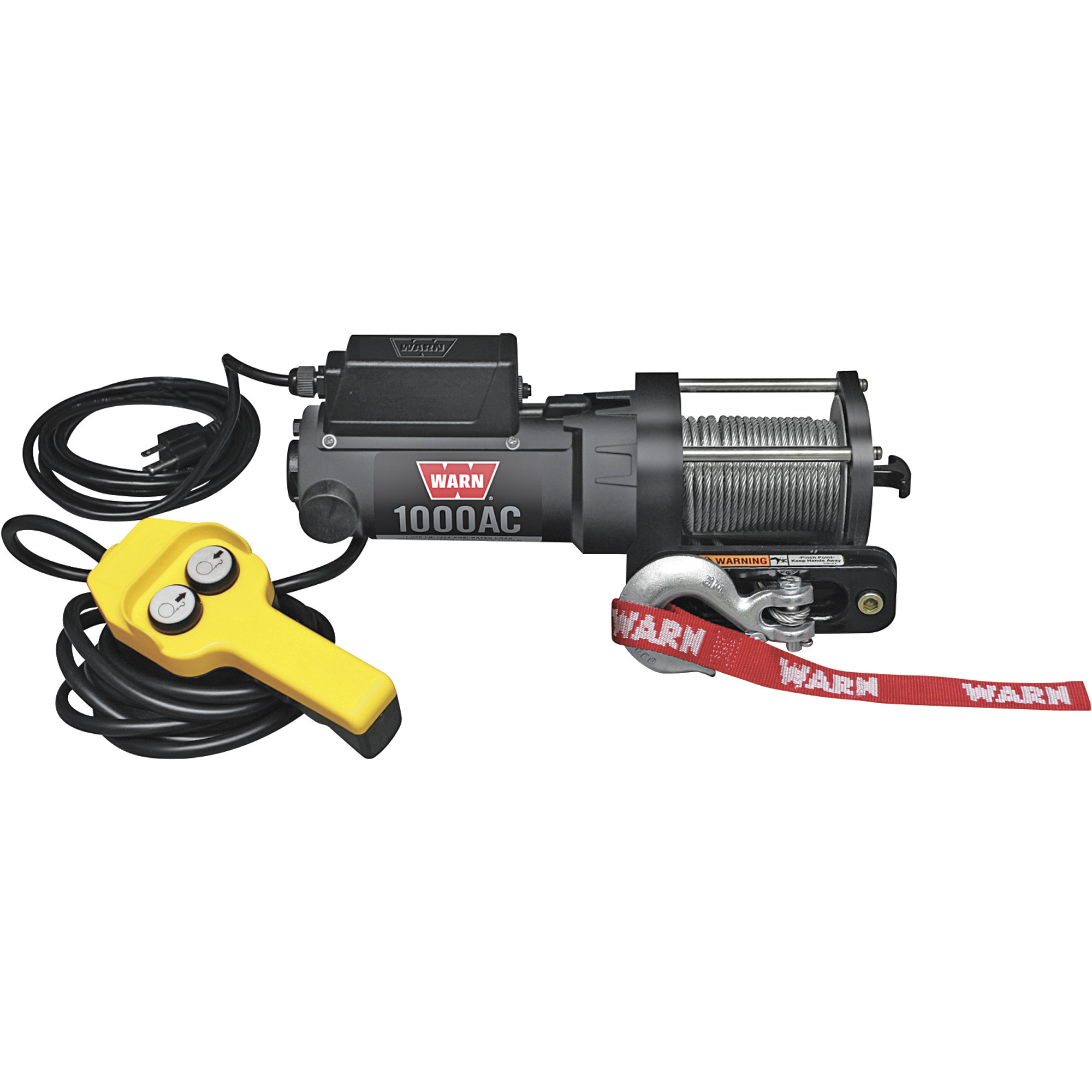 WARN 120 Volt AC Powered Electric Utility Winch, 1000-Lb. Capacity, Galvanized Steel Wire, Model 80010