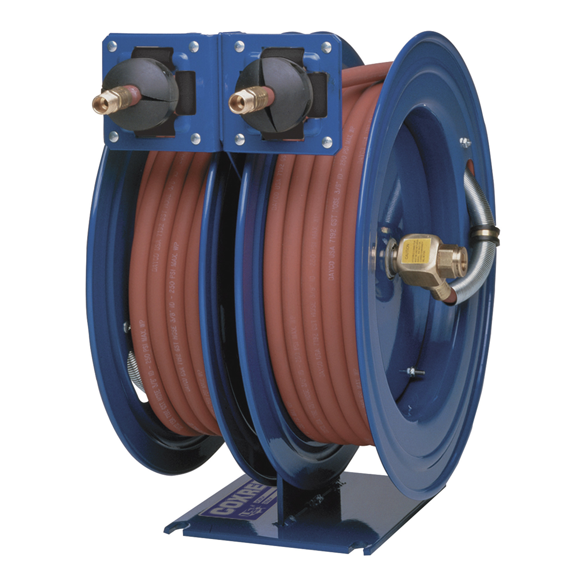 Coxreels Dual Air Hose Reel, With 1/2Inch x 25ft. PVC Hoses, Max. 300 PSI, Model C-LP-425-425