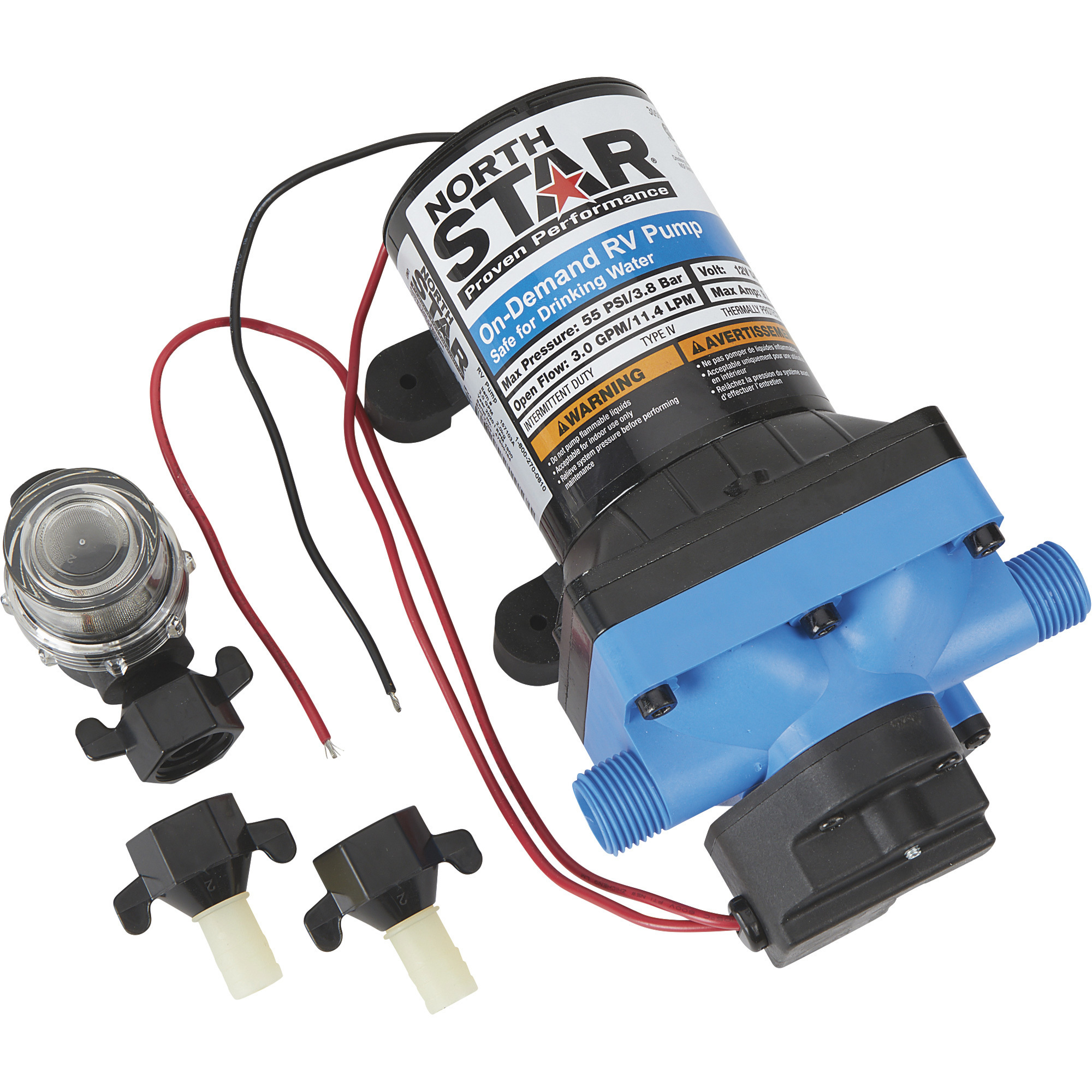 NorthStar 12 Volt On-Demand RV Potable Water Pump â 3.0 GPM, 1/2Inch NPS-M Ports