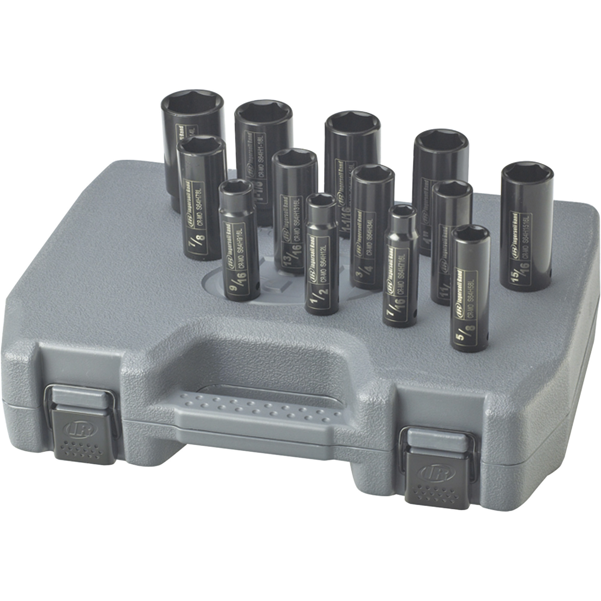 Ingersoll Rand Impact Sockets, 13-Piece Set, 1/2Inch-Drive, Deep Well, SAE, Model SK4H13L