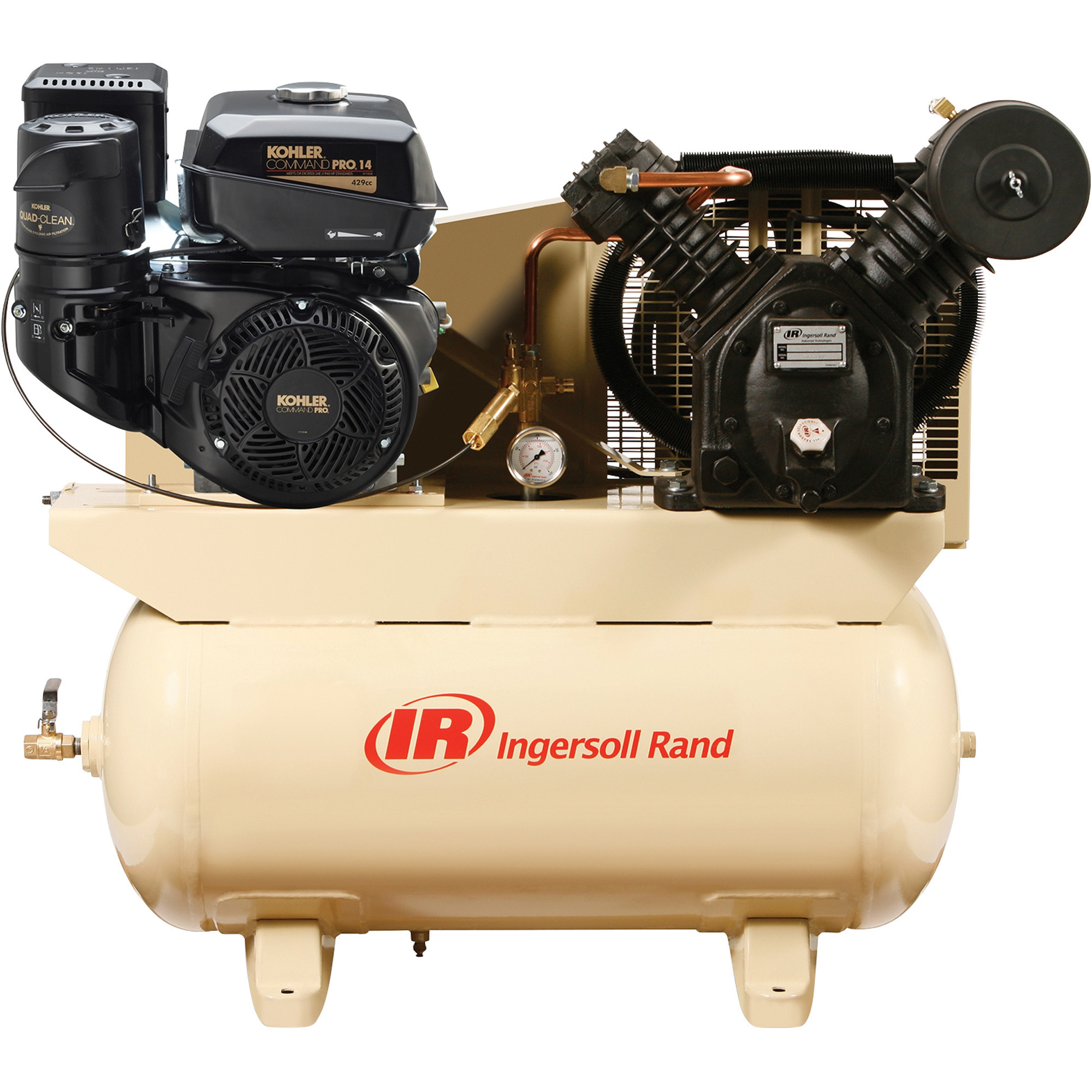 Ingersoll Rand 30-Gallon Gas Air Compressor, 24.3 CFM @ 175 PSI, 14 HP Kohler Engine, Cast Iron, Electric Start, Model 2475