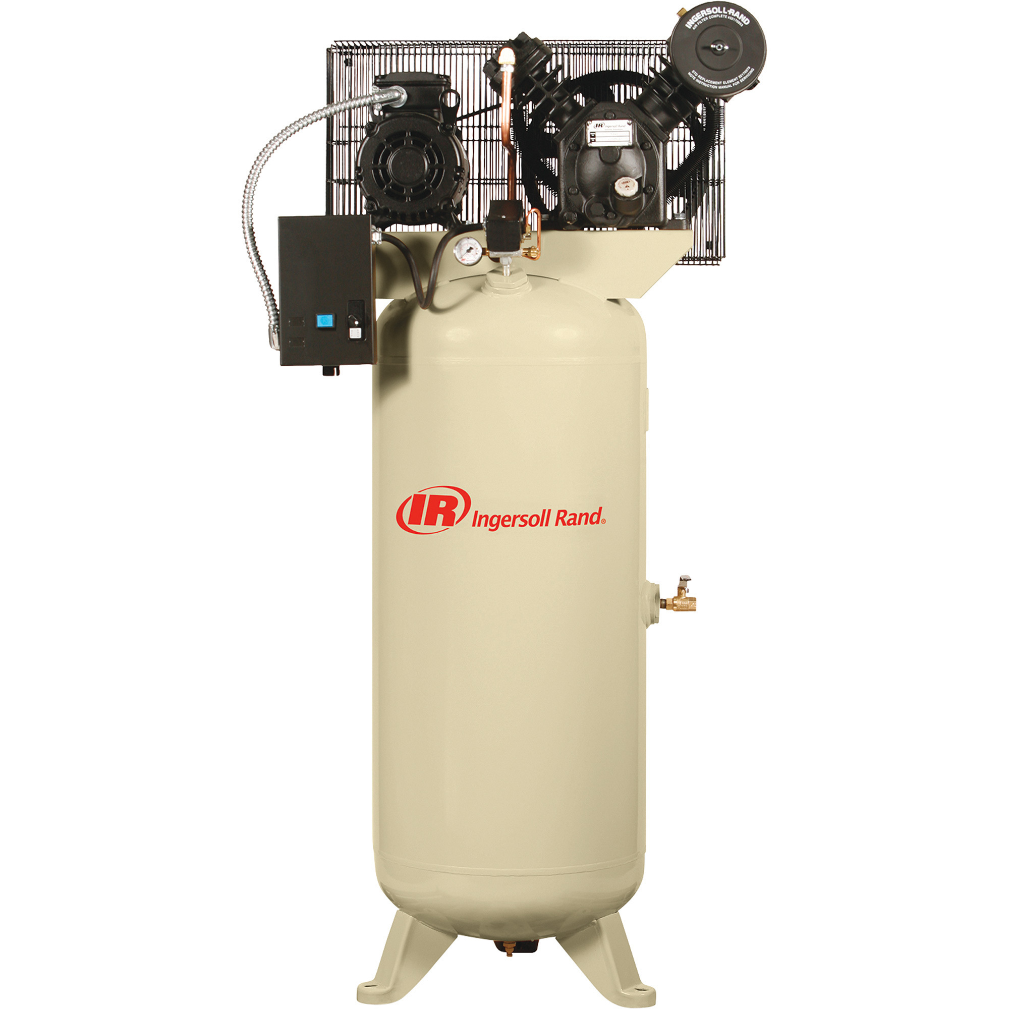 Ingersoll Rand Type-30 Reciprocating Air Compressor, 5 HP, 200 Volt 3 Phase, 60 Gallon Tank, Model 2340L5-V