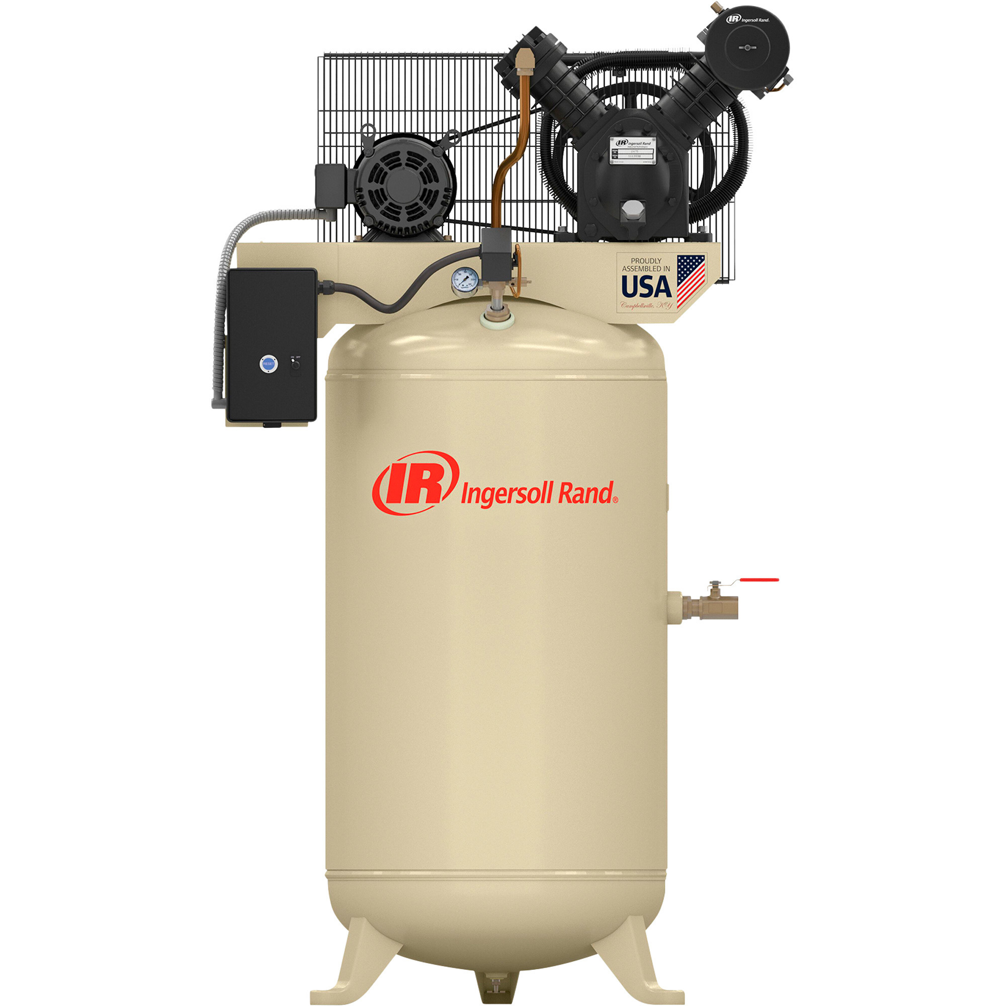Ingersoll Rand Type-30 Reciprocating Air Compressor, 5 HP, 230 Volt 3 Phase, 80 Gallon, Model 2475N5-V