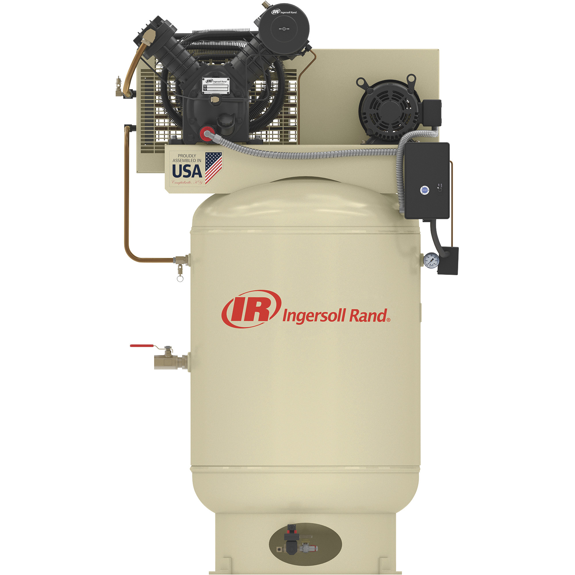 Ingersoll Rand Electric Stationary Air Compressor (Premium Package), 10 HP, 460 Volts, 3 Phase, 120 Gallon Vertical, 35 CFM At 175 PSI, Model 2545K10-