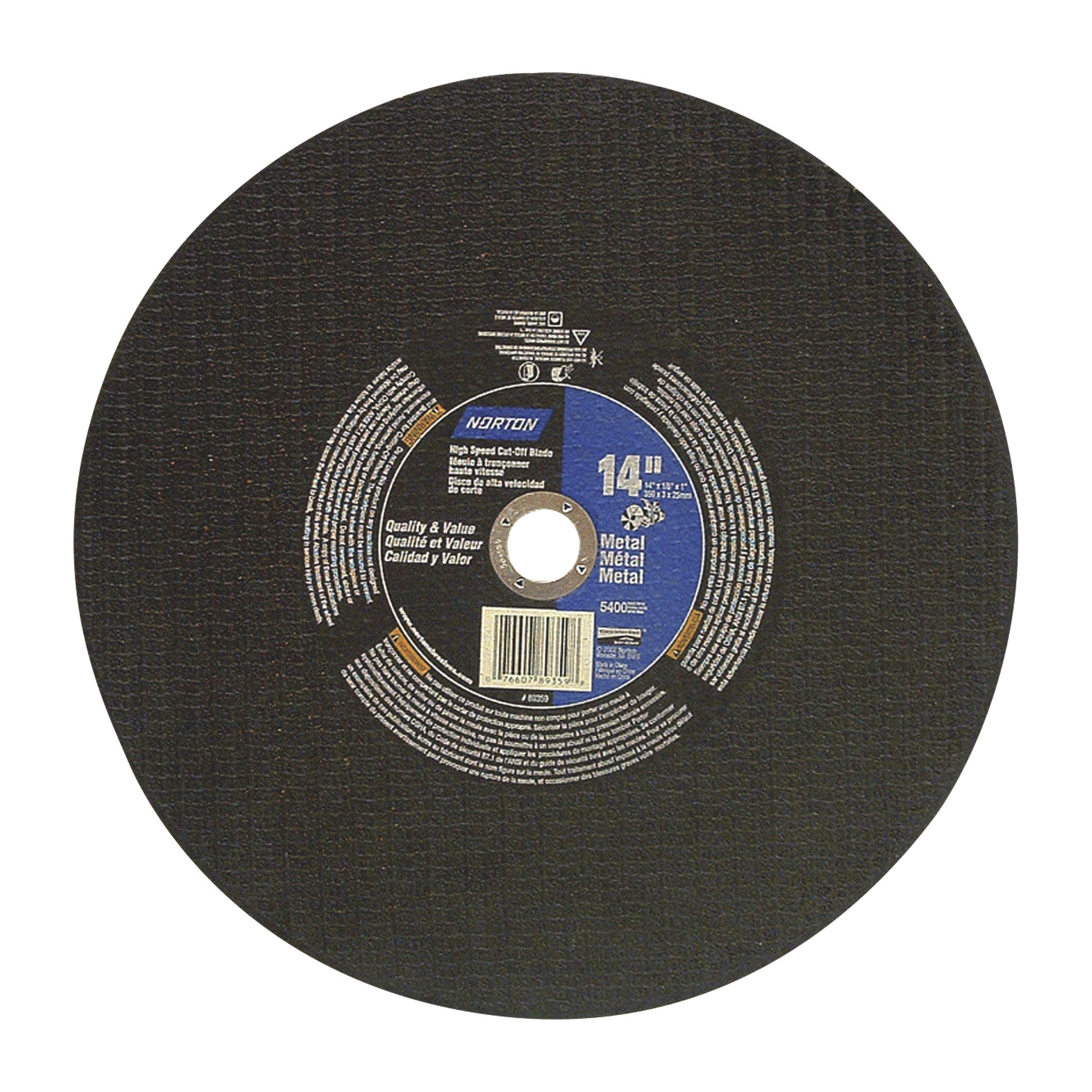 Norton Cutoff Wheel, 14Inch Dia, 5400 RPM, Model 076607-89359-8