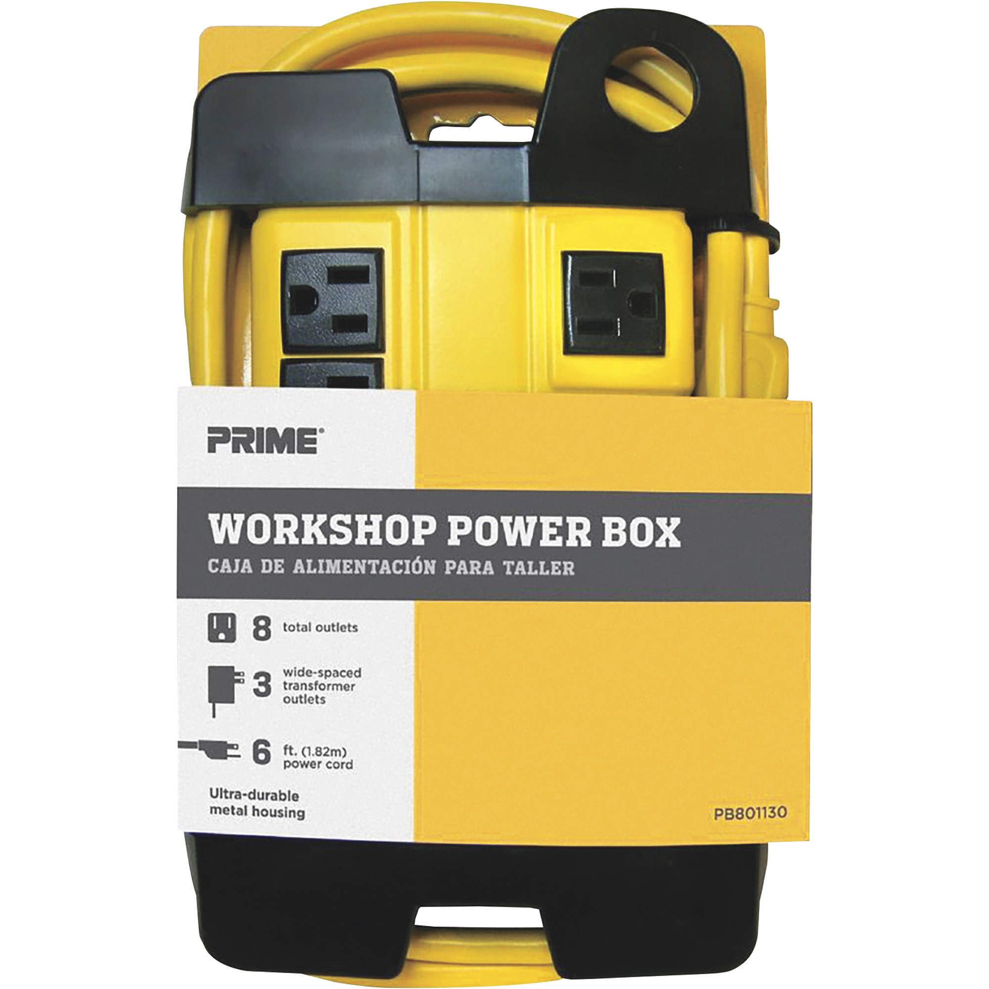 Prime 8-Outlet Workshop Power Box â 6ft.L, Model PB801130