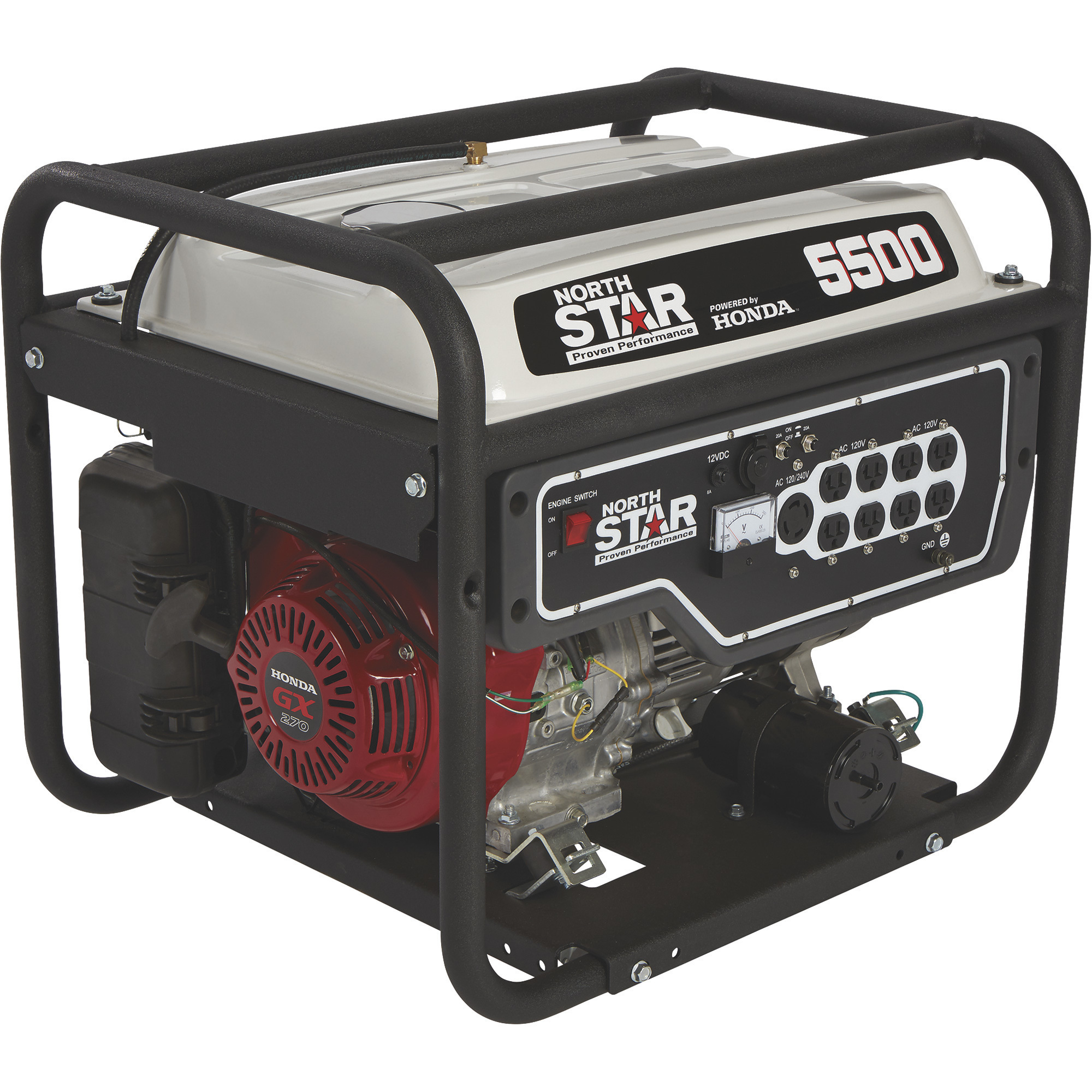 NorthStar Portable Generator with Honda GX270 Engine, 5500 Surge Watts, 4500 Rated Watts, CARB Compliant