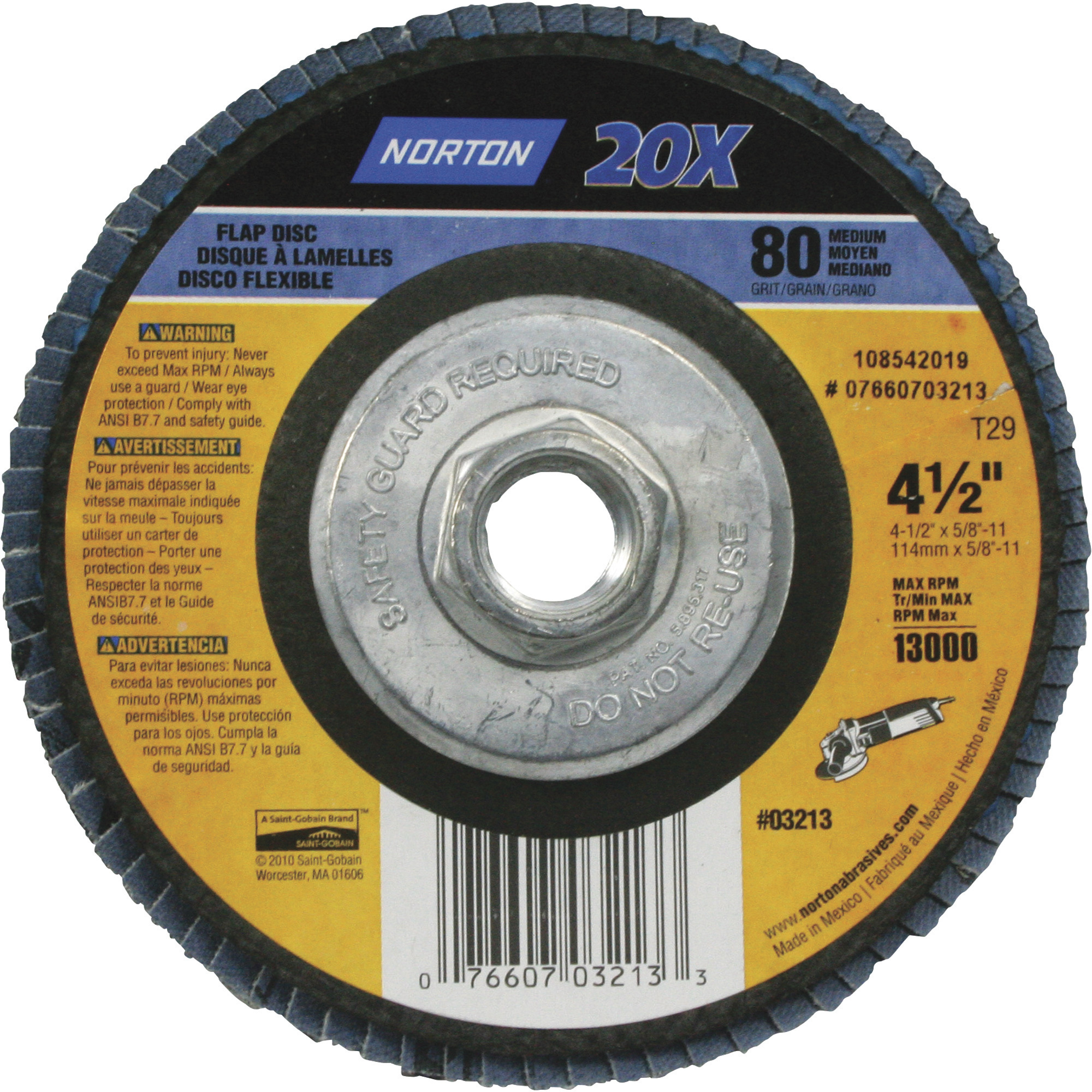 Norton Flap Disc, 80 Grit, 4 1/2Inch