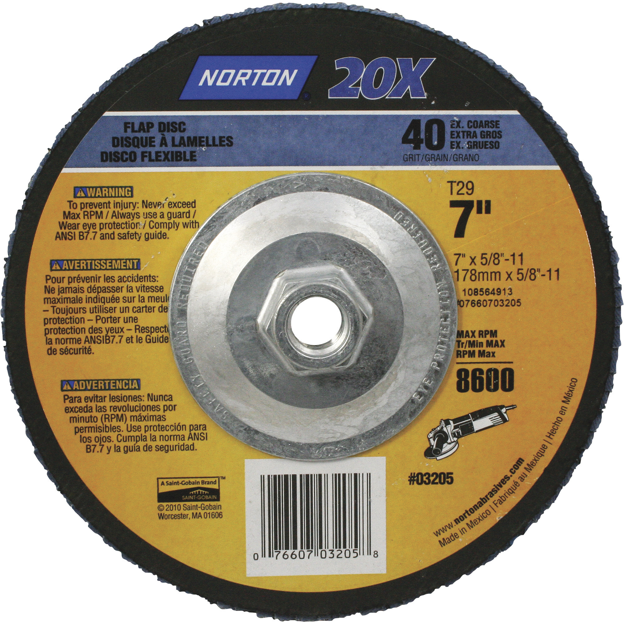 Norton Flap Disc, 40 Grit, 7Inch