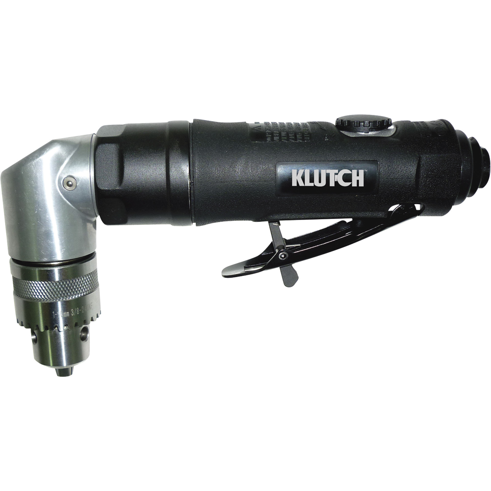 Klutch Low-Noise 90Â° Angle Air Drill, 3/8Inch Chuck, 1800 RPM, 3 CFM