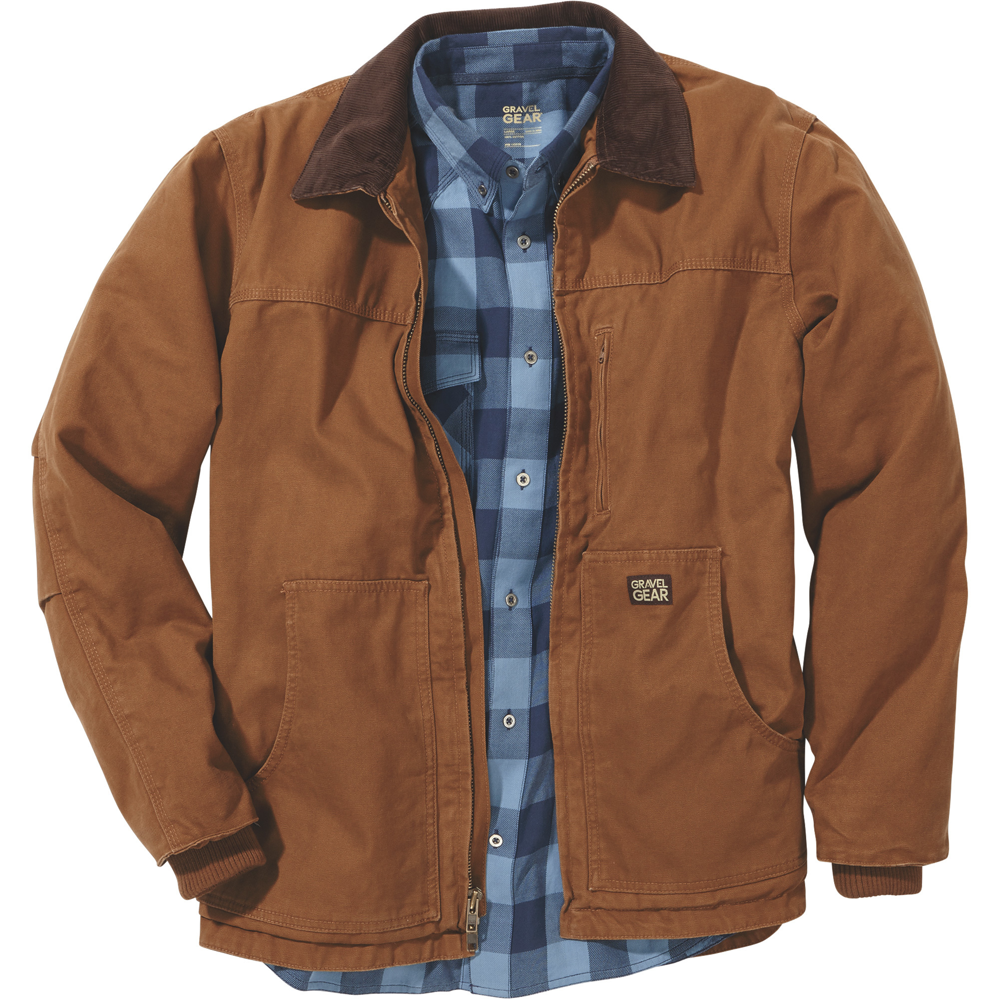 Gravel Gear Men's Washed Duck Chore Coat - Brown, Large
