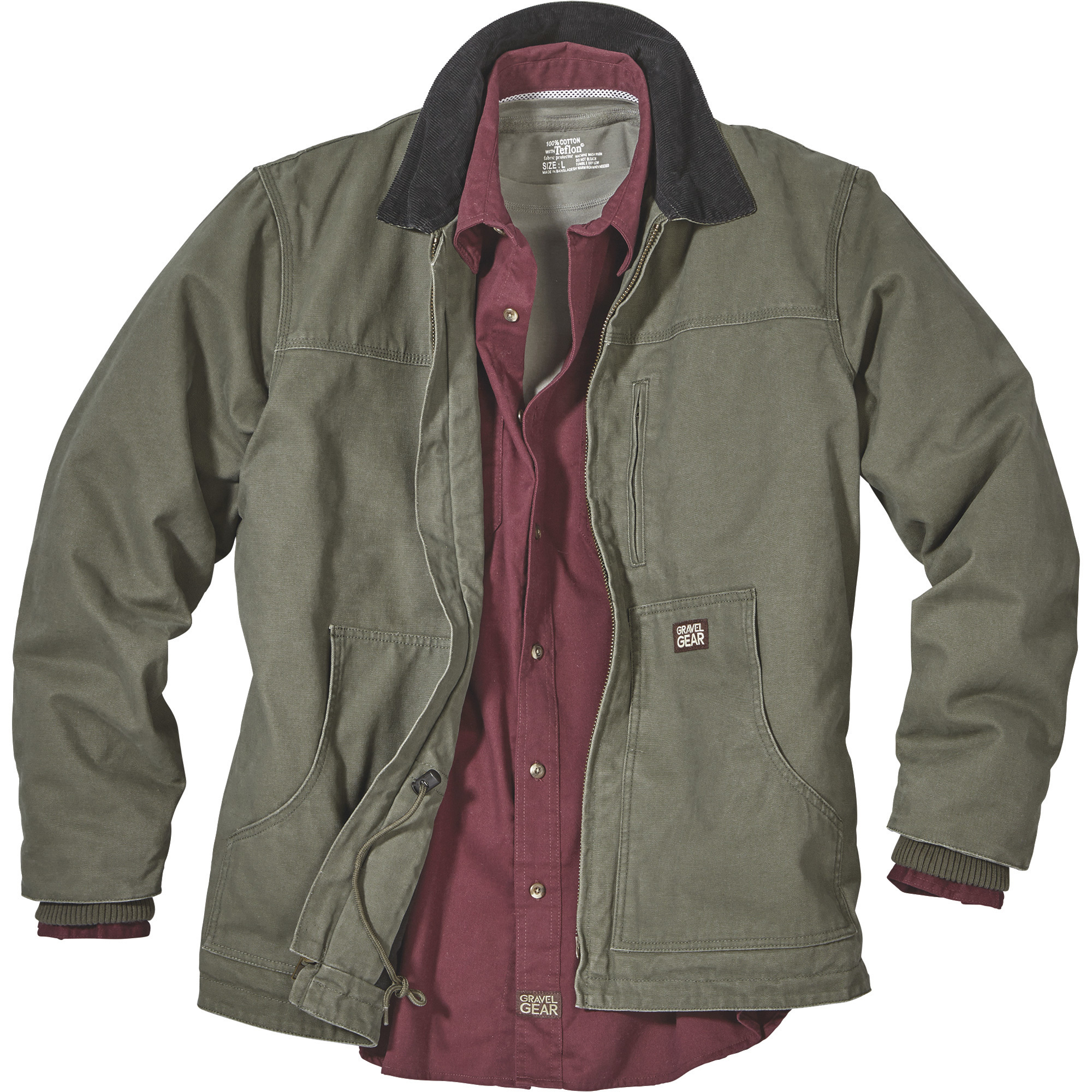 Gravel Gear Men's Washed Duck Chore Coat - Moss, XL