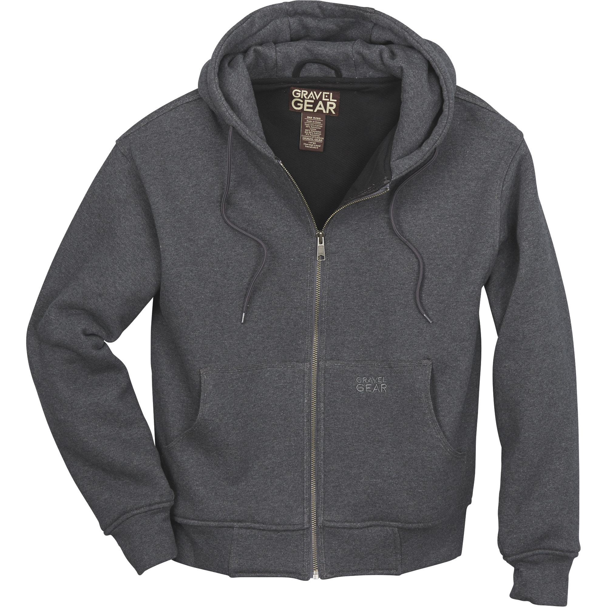 Gravel Gear Men's Hooded Thermal-Lined Sweatshirt â Heather Gray, Medium