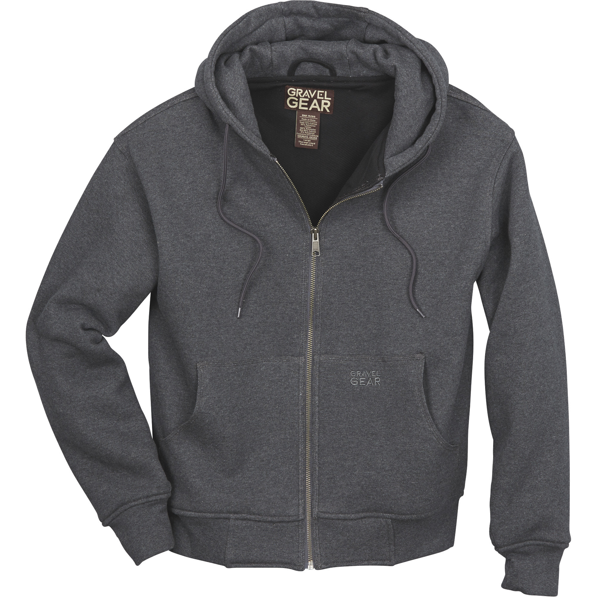 Gravel Gear Men's Hooded Thermal-Lined Sweatshirt â Heather Gray, XL