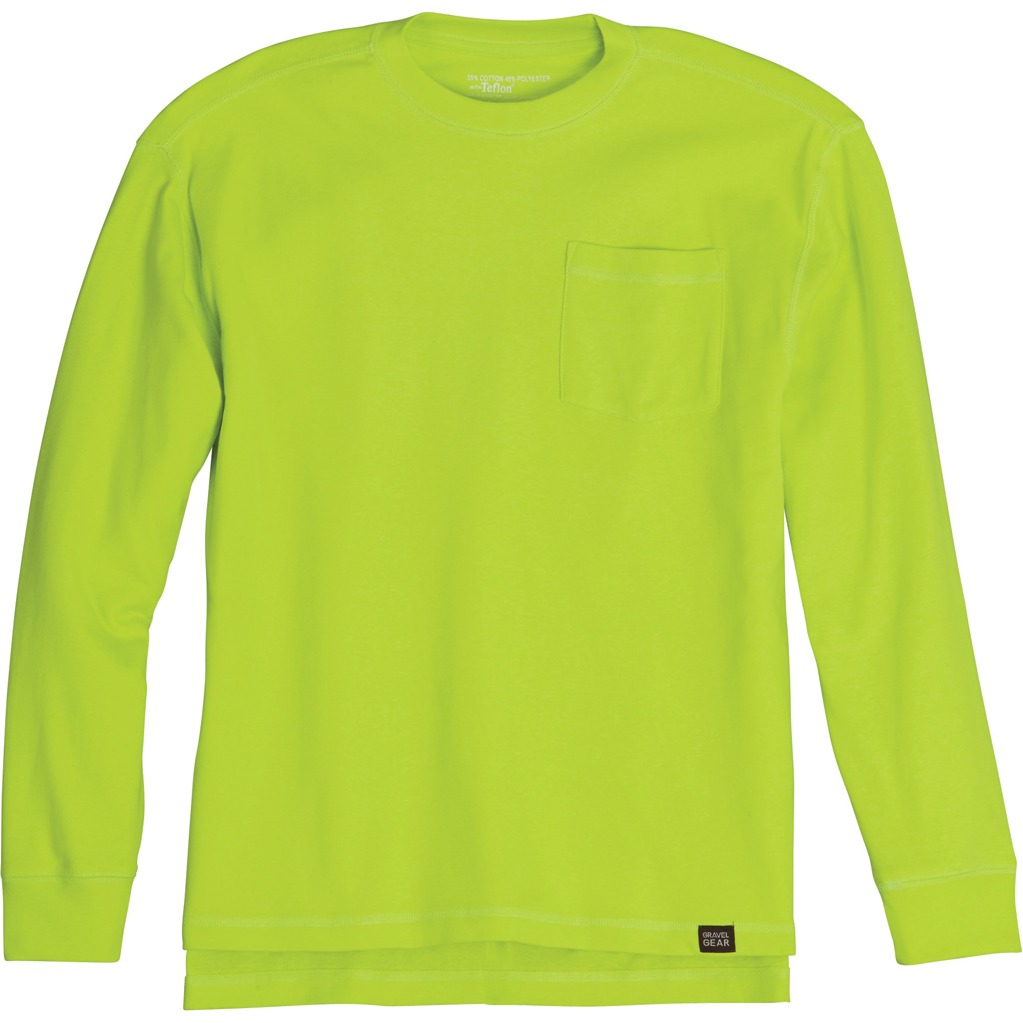 Gravel Gear Men's Warrior Stain-Resistant Long Sleeve Pocket T-Shirt with Teflon Fabric Protector â Lime, 2XL
