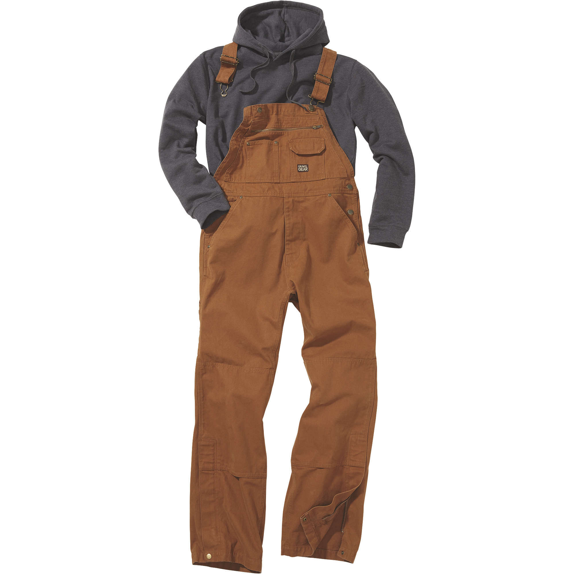 Gravel Gear Men's Unlined 12-oz. Duck Overalls with Teflon Fabric Protector â Brown Duck, 34Inch Waist x 32Inch Inseam