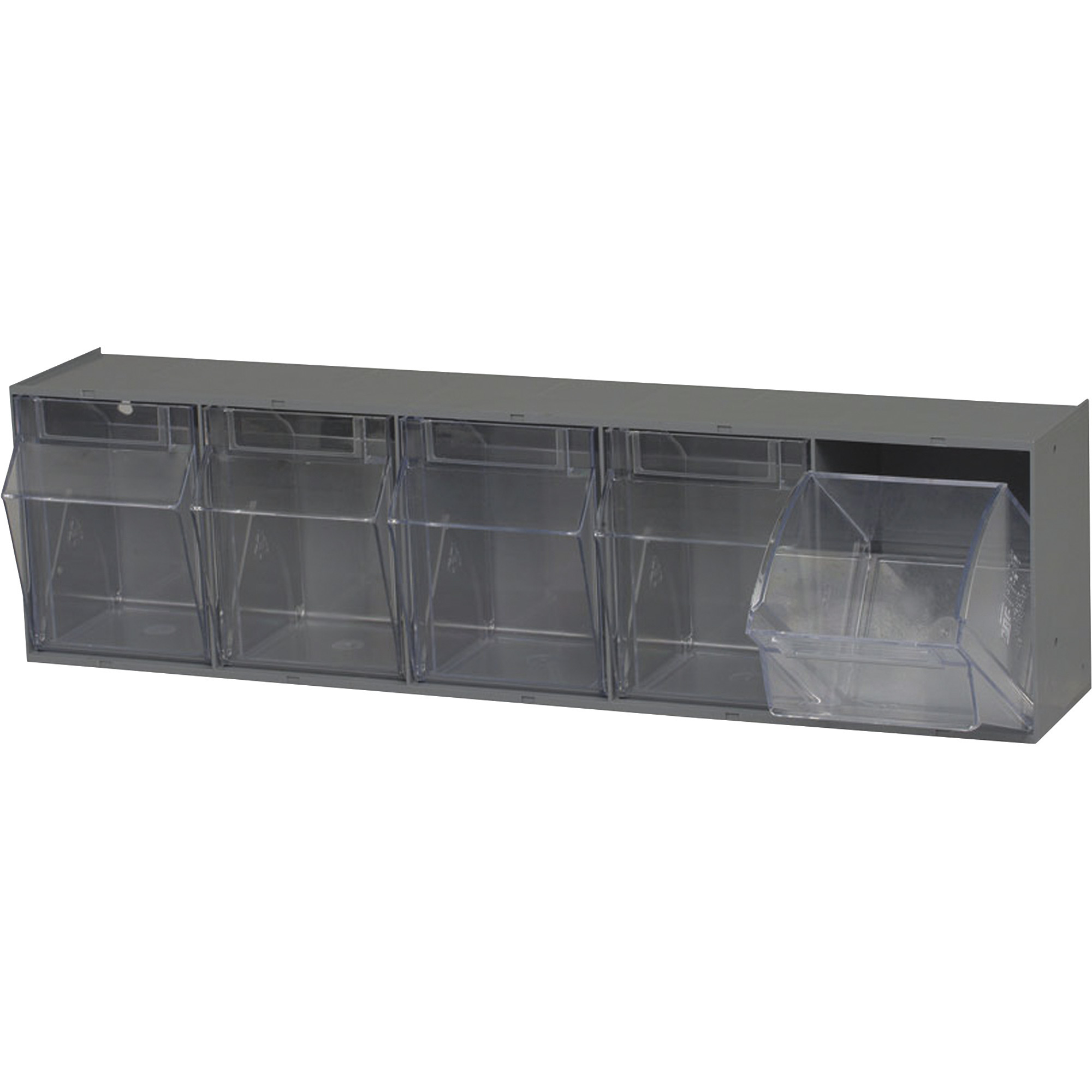 Quantum Storage Tip Out Storage Bin, 5 1/4Inch x 23 5/8Inch x 6 1/2Inch Size, Gray, 5-Bin System, Model QTB305GY