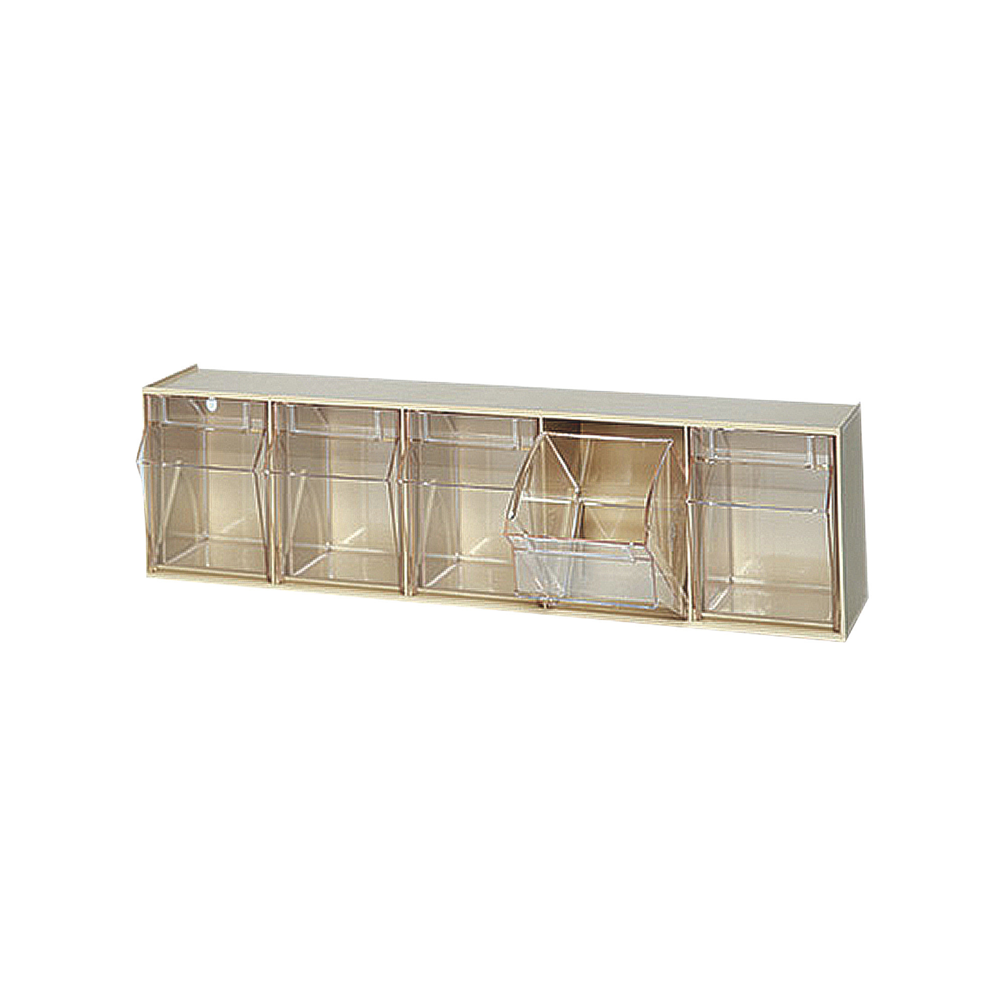 Quantum Storage Tip Out Storage Bin, 5 1/4Inch x 23 5/8Inch x 6 1/2Inch Size, Ivory, 5-Bin System, Model QTB305IV