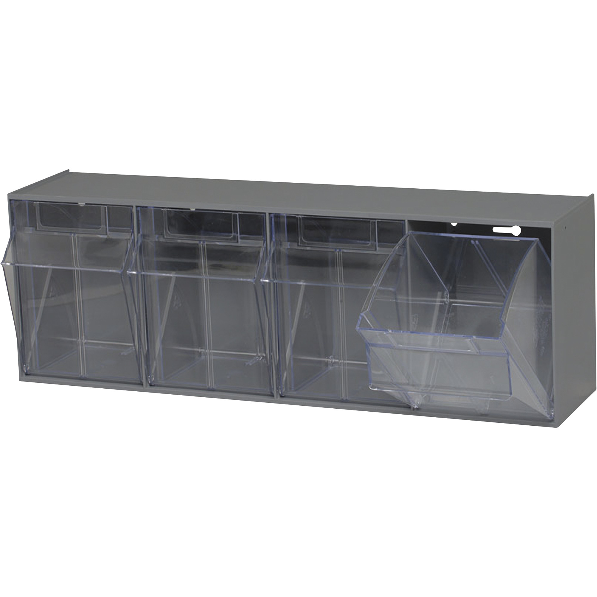 Quantum Storage Tip Out Storage Bin, 6 5/8Inch x 23 5/8Inch x 8 1/8Inch Size, Gray, 4-Bin System, Model QTB304GY