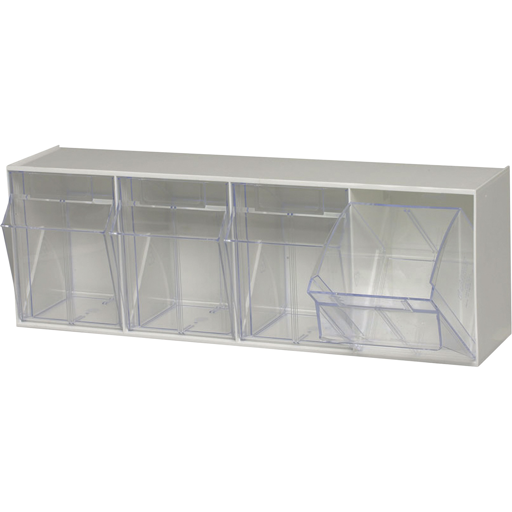 Quantum Storage Tip Out Storage Bin, 6 5/8Inch x 23 5/8Inch x 8 1/8Inch Size, White, 4-Bin System, Model QTB304WT