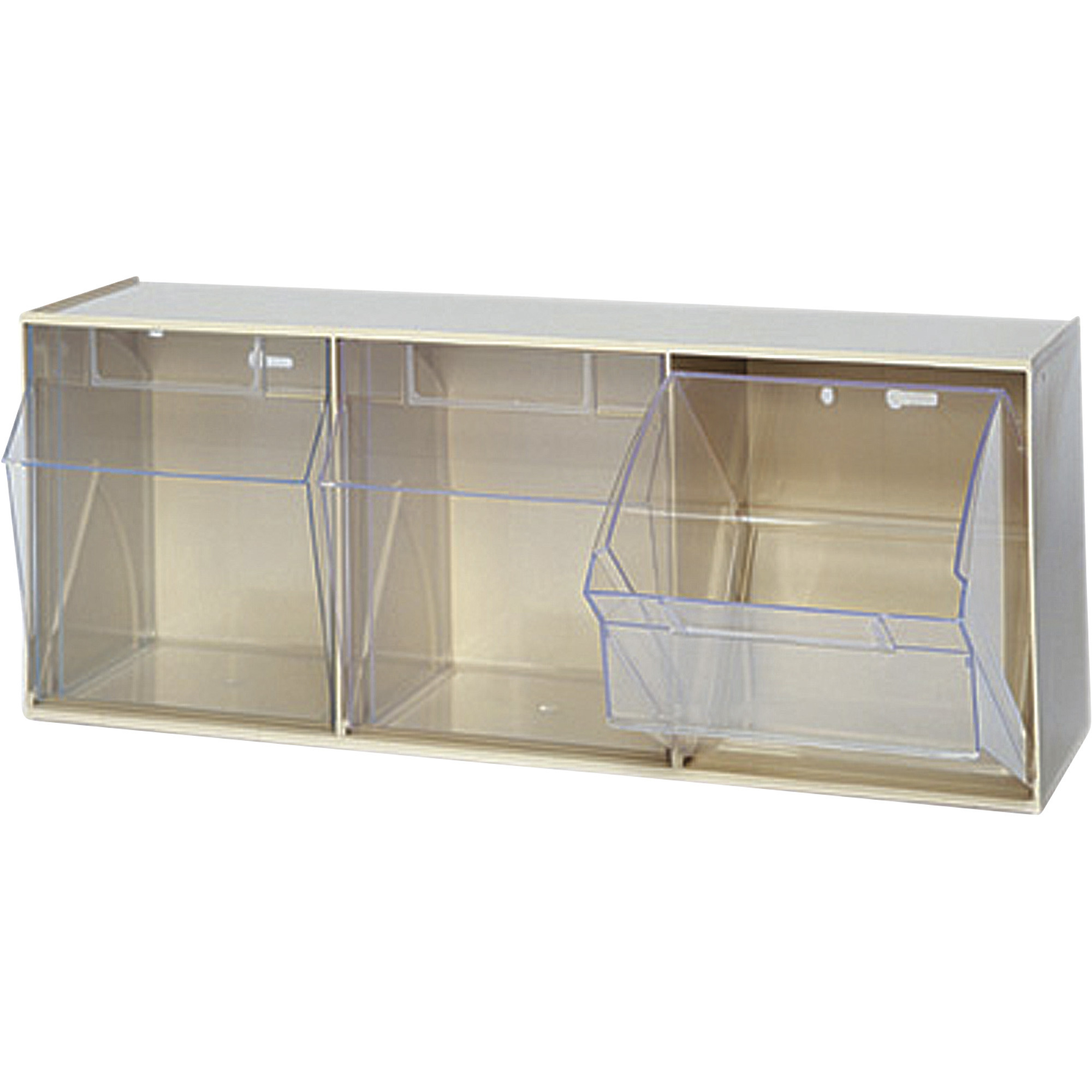 Quantum Storage Tip Out Storage Bin, 7 3/4Inch x 23 5/8Inch x 9 1/2Inch Size, Ivory, 3-Bin System, Model QTB303IV