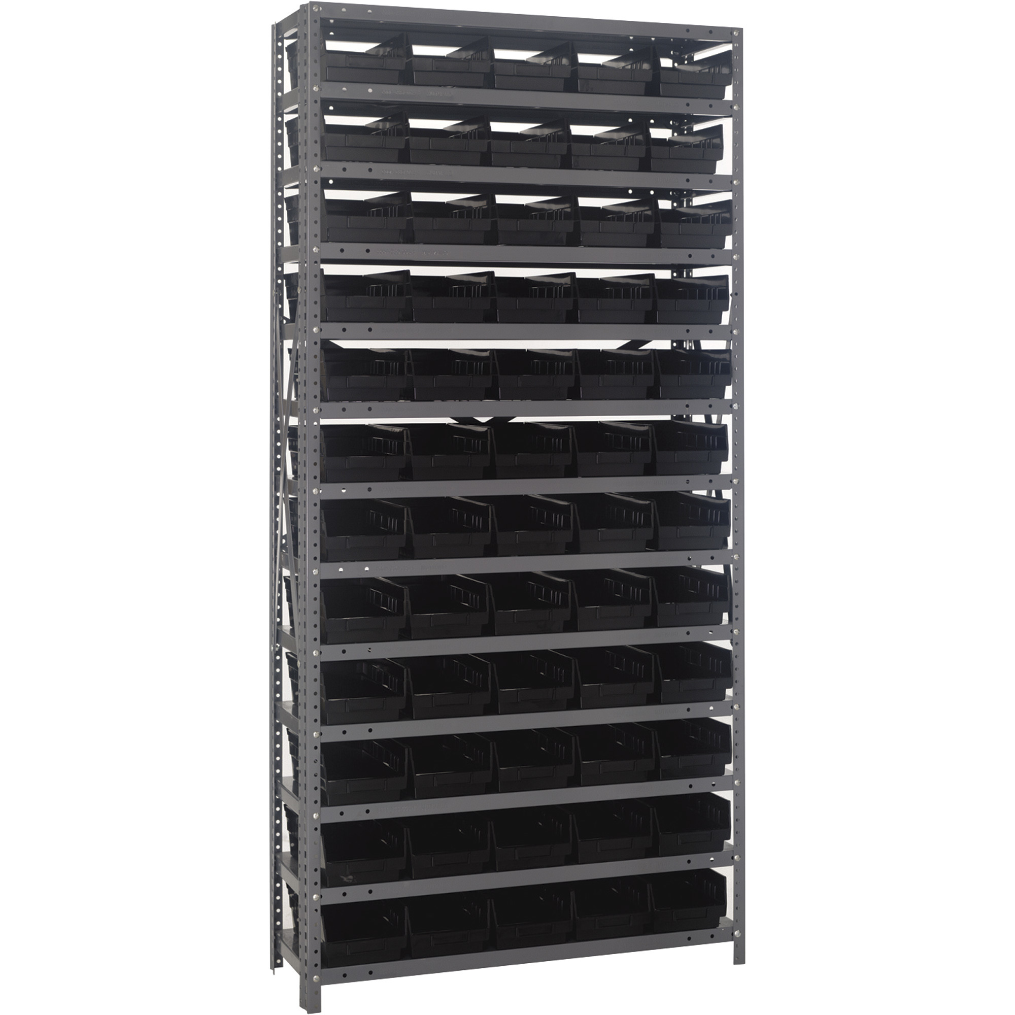 Quantum Storage Single Side Metal Shelving Unit With 60 Bins, 18in. x ...