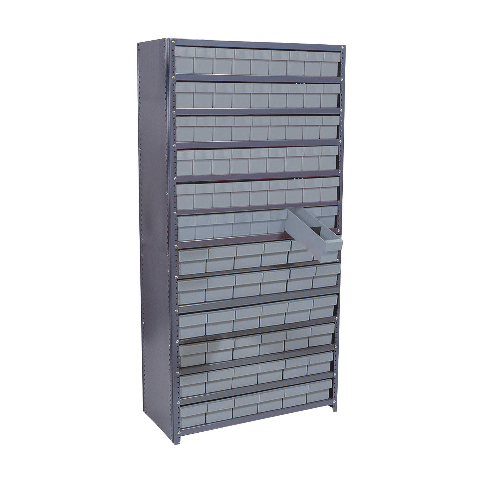 Quantum Storage Enclosed Metal Shelving Unit with 90 Super Tuff Drawers, 18Inch x 36Inch x 75Inch, Gray, Model CL1875-624GY