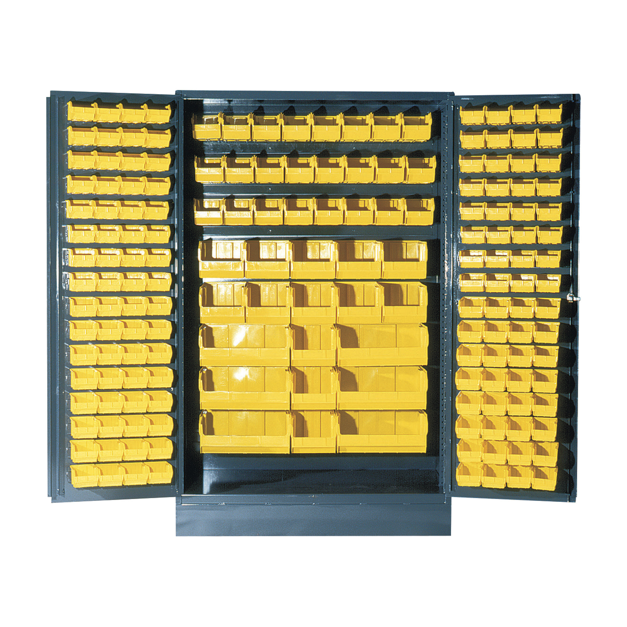 Quantum Storage Cabinet With 171 Bins, 48Inch x 24Inch x 78Inch Size, Yellow