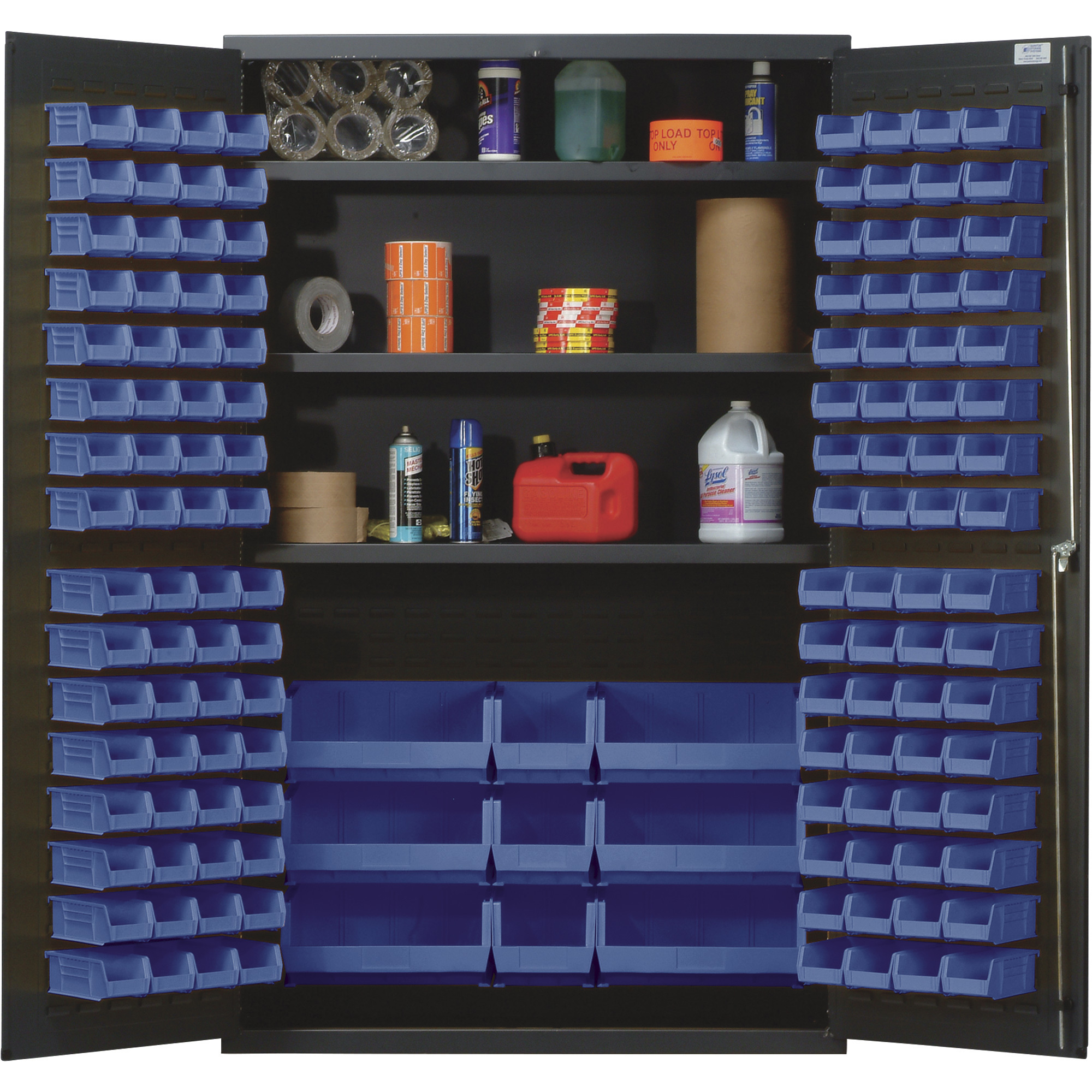 Quantum Storage Cabinet With 137 Bins, 48Inch x 24Inch x 78Inch Size, Blue