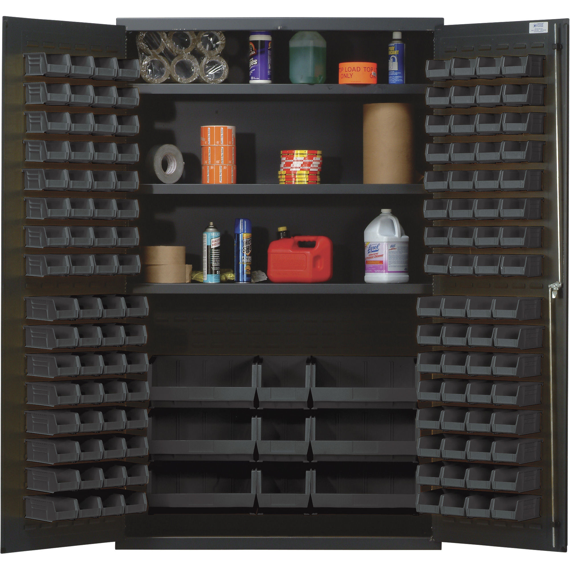 Quantum Storage Cabinet With 137 Bins, 48Inch x 24Inch x 78Inch Size, Black